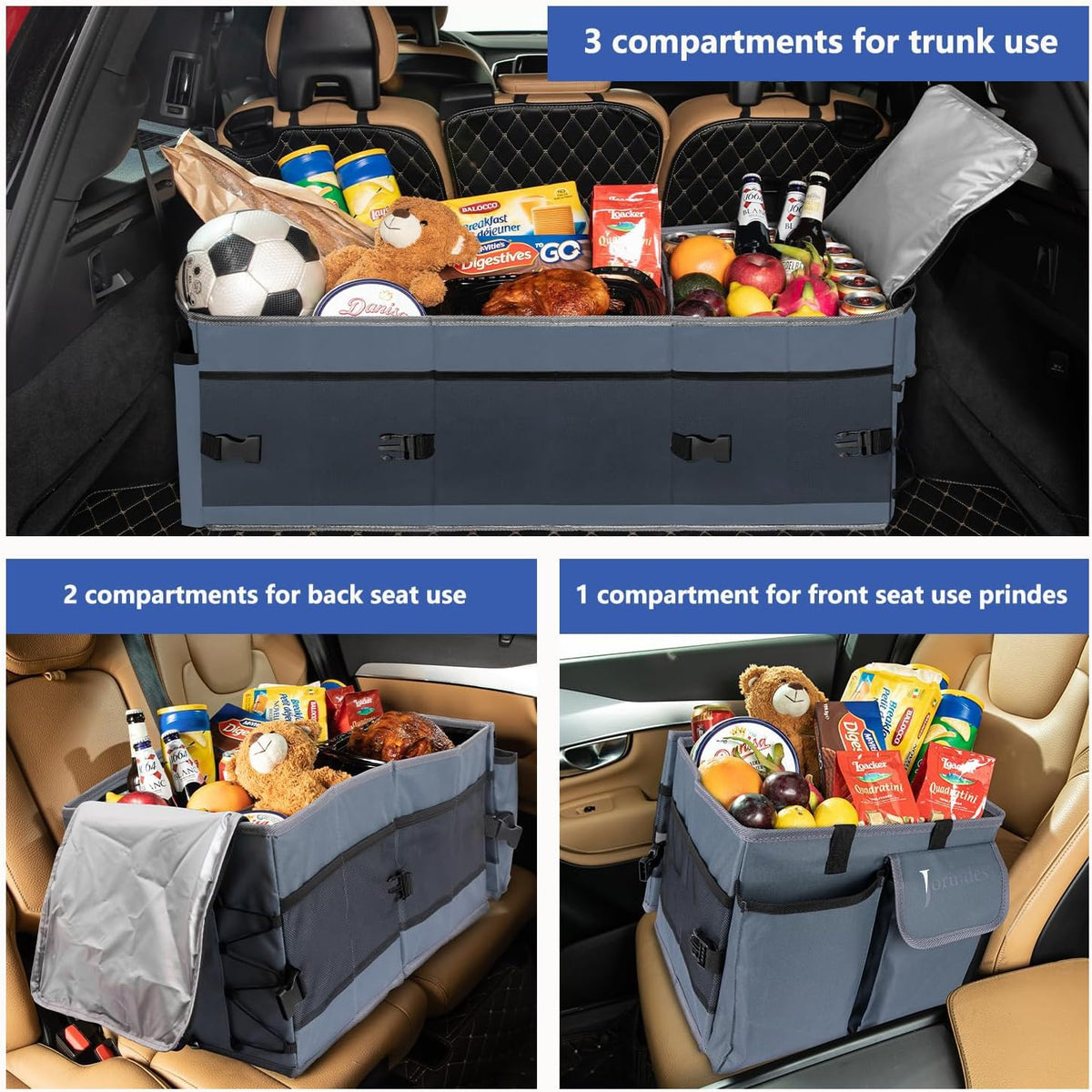 Trunk Organizer and Storage with Built-In Insulated Leak Proof Cooler Bag