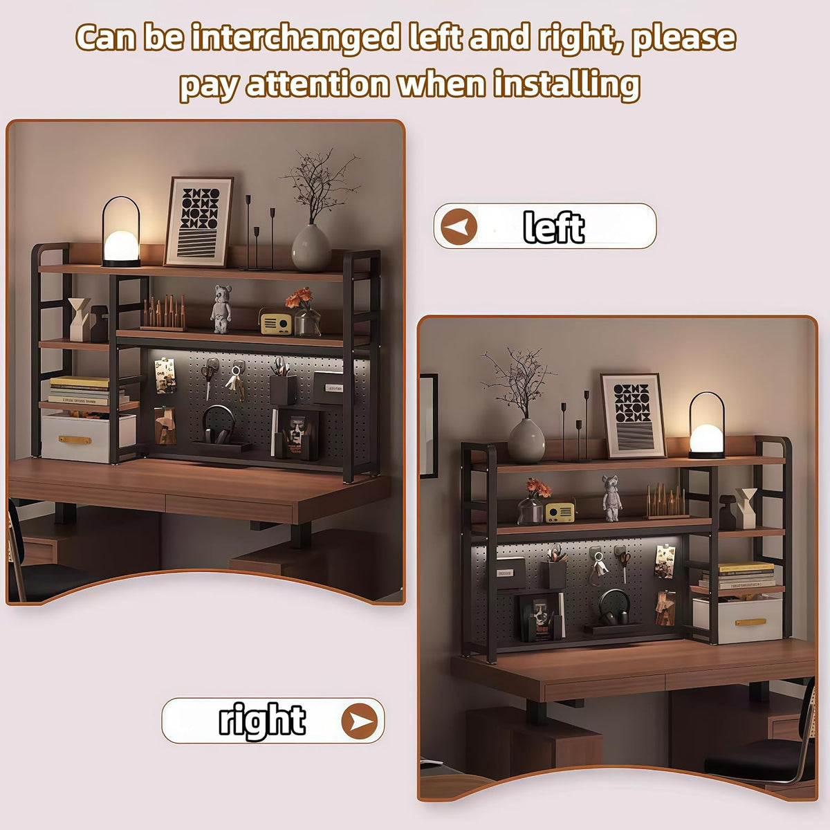 Desktop Bookshelf, pegboard Storage and Organization Rack, Dorm Desk Shelf, D...