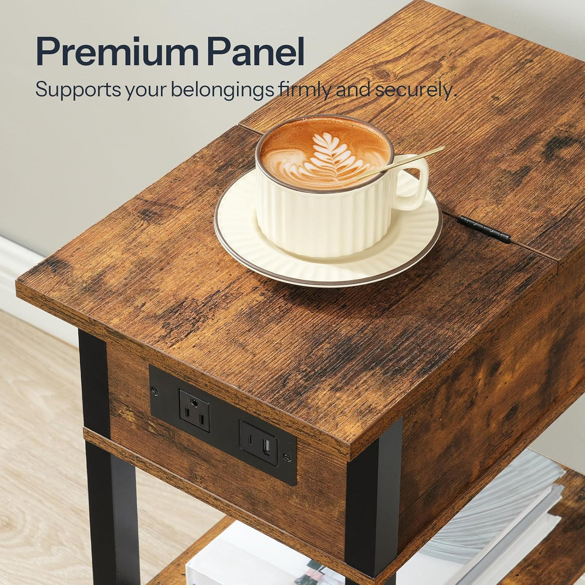 HOOBRO End Table with Charging Station, Flip Top Side Table with USB Ports, N...