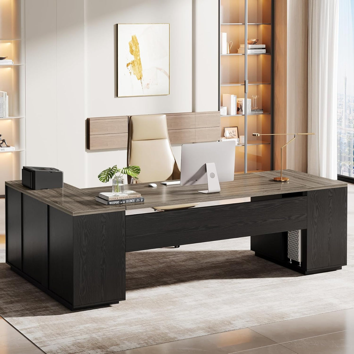 Tribesigns 85.8-Inch L-Shaped Executive Desk, Extra Large Home Office Desk