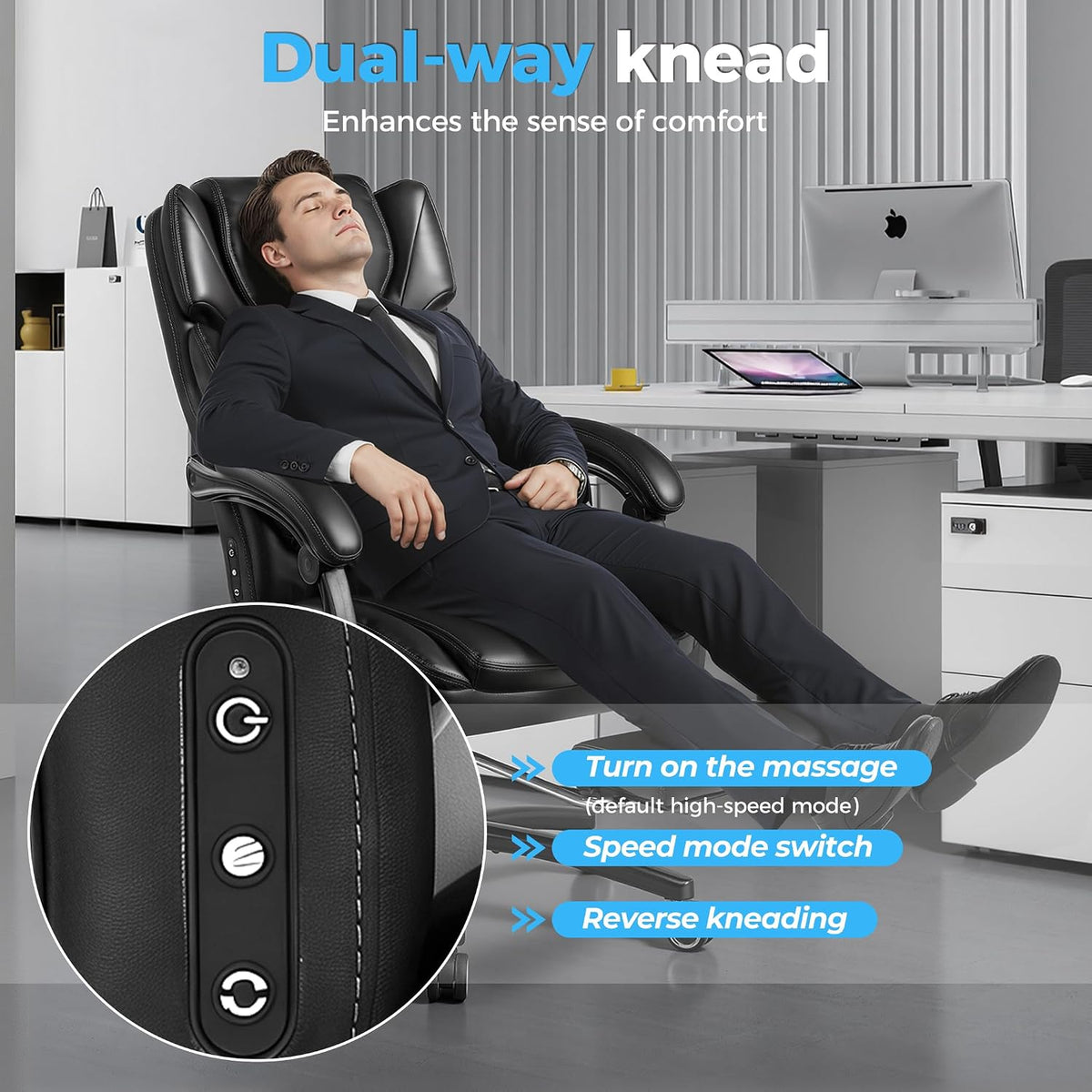 500lbs 3D Kneading Massage Office Chair with FootRest, Big and Tall Ergonomic...