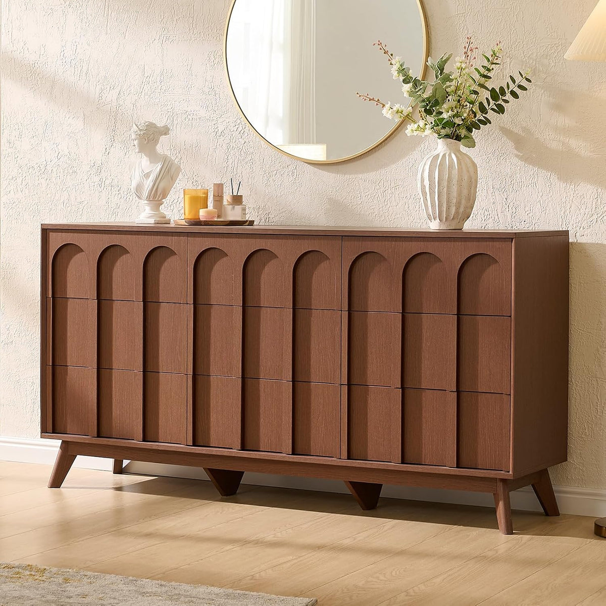 Oak&Sparrow Mid Century Modern Dresser for Bedroom, Walnut 9 Drawer Dress...