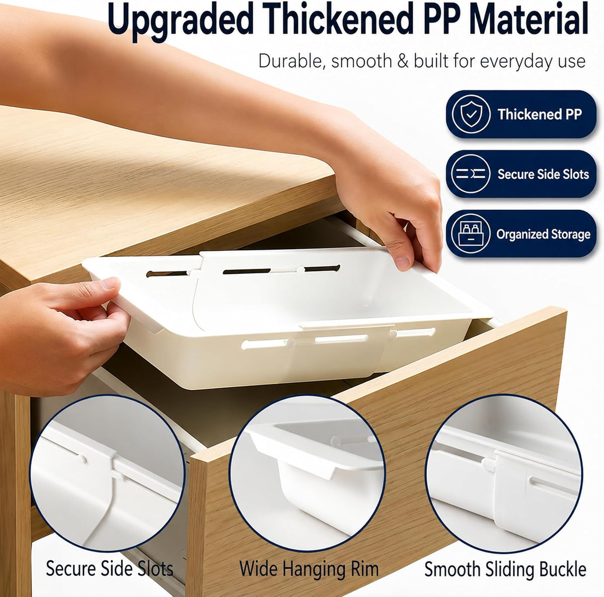 3-Pack Expandable Drawer Organizer for Deep Drawers, Adjustable 17–27 in Stor...