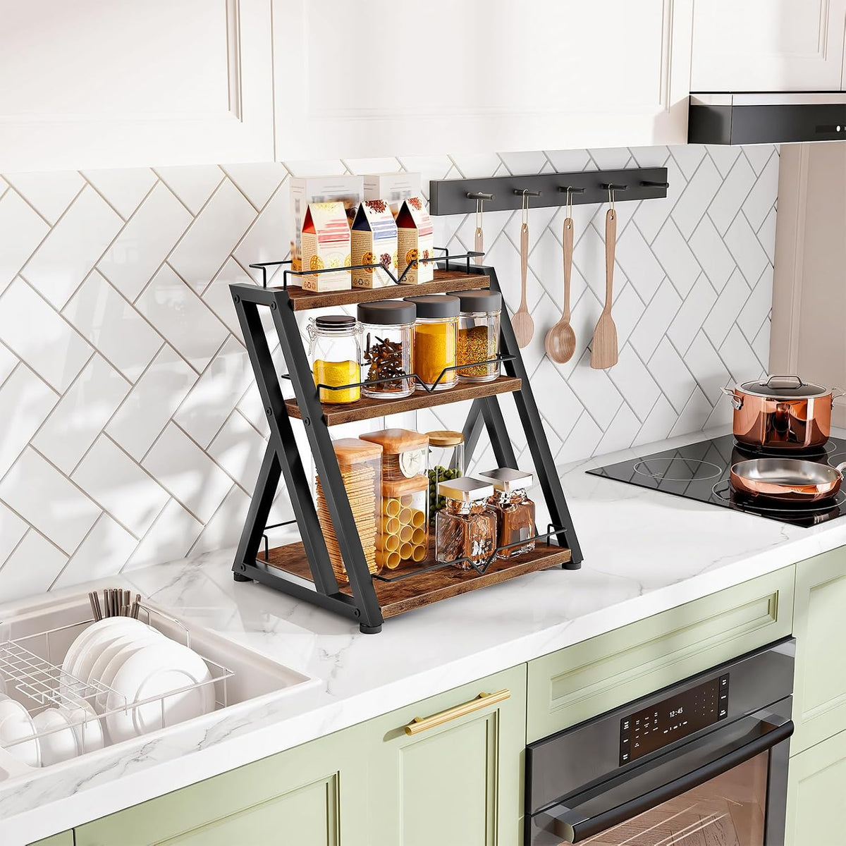 HOOBRO 3-Tier Kitchen Spice Rack, Kitchen Countertop Shelf, Desk Shelf Organi...