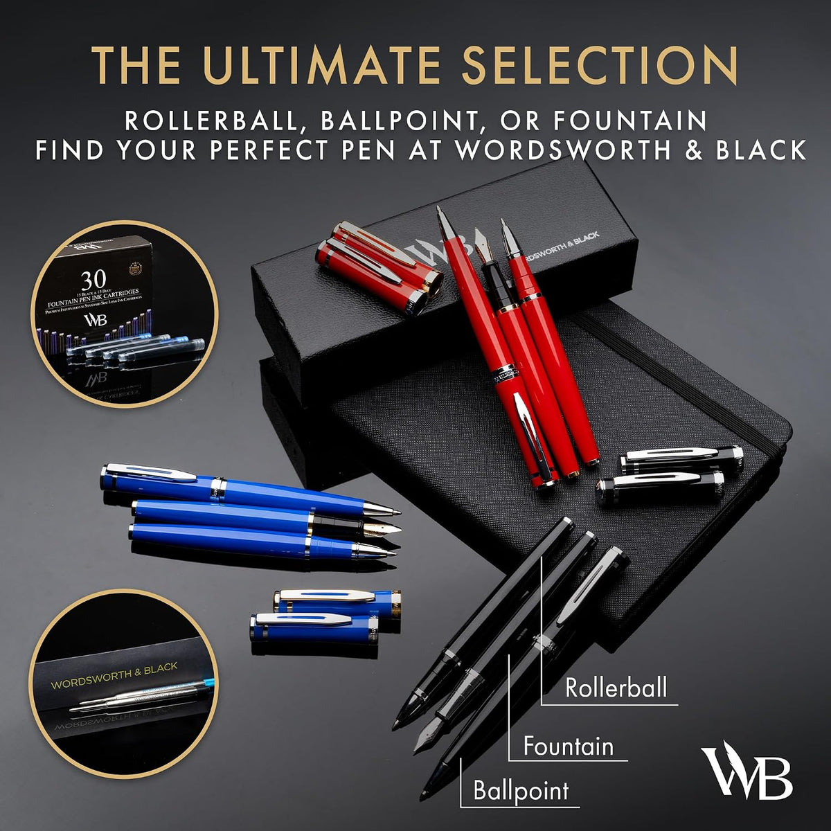 Wordsworth & Black Set Bolígrafo Recargable de Lujo para Escritura, Verde