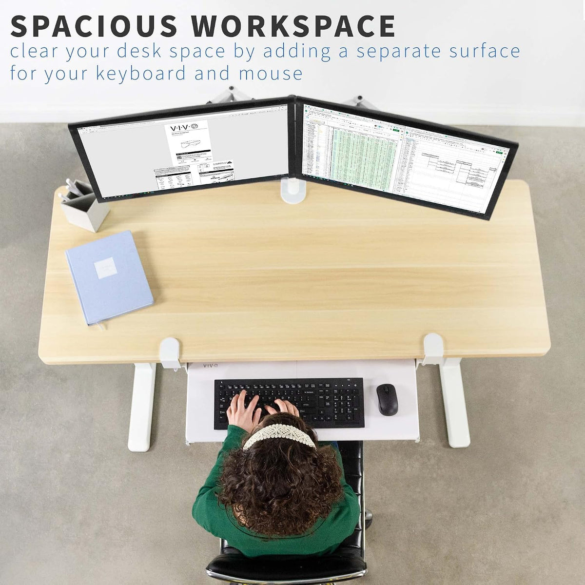 VIVO Large Clamp-on Computer Keyboard and Mouse Under Desk Slider Tray, 27 x ...
