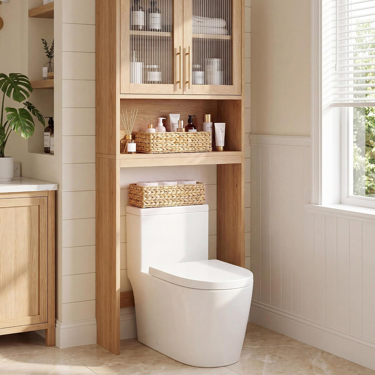 StorageWorks Wicker Toilet Paper Basket, Toilet Tank Basket for Bathroom