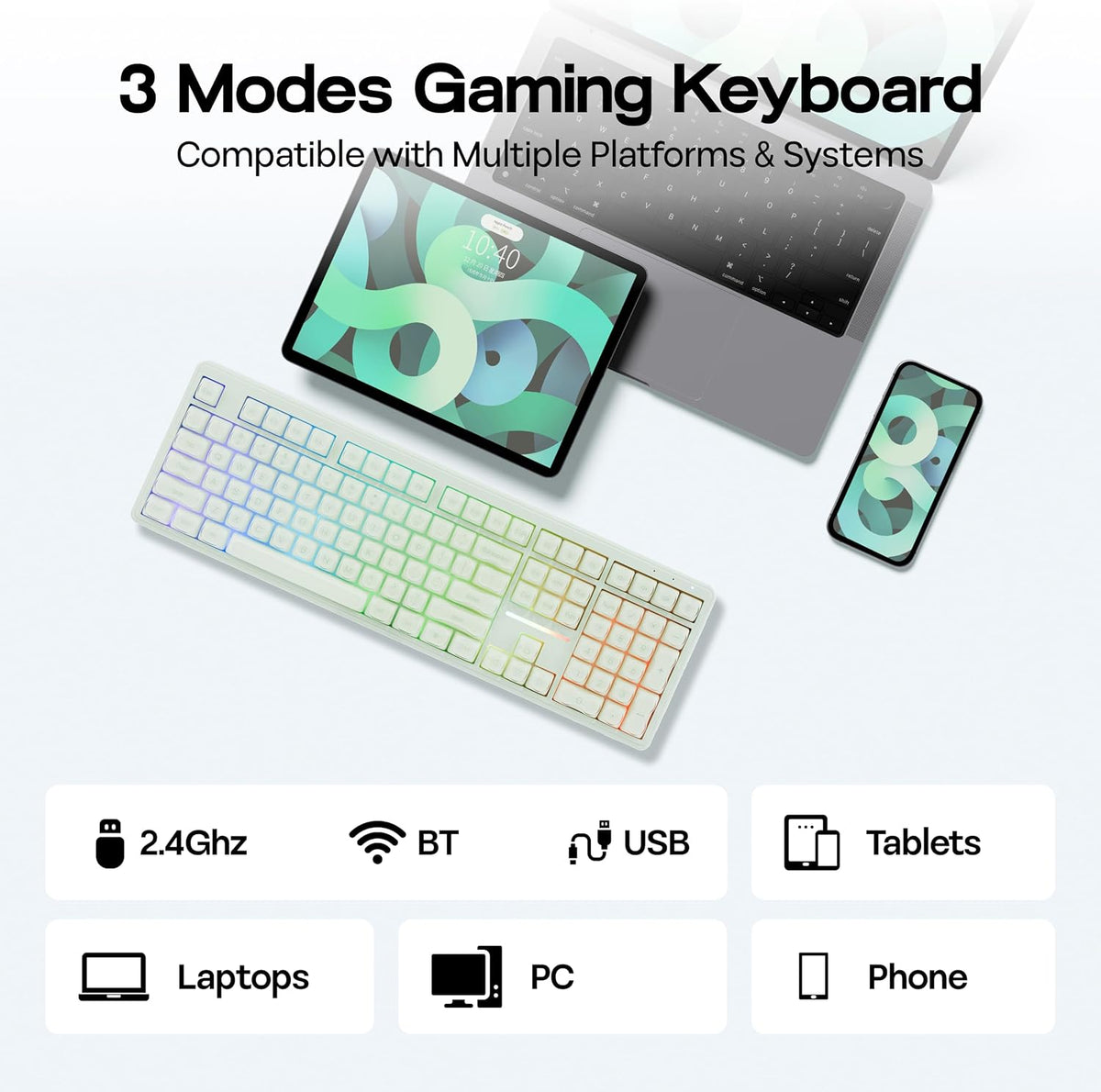 MechLands M108 100% Full Size Silent Office Keyboard with Number Pad