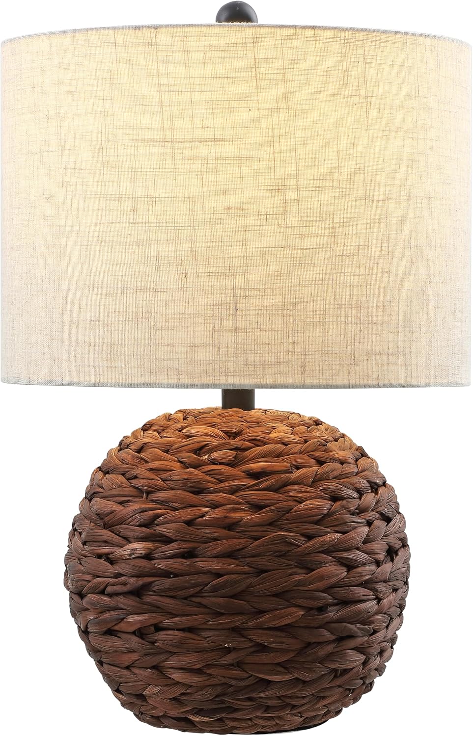 JONATHAN Y Camilo Coastal Woven Rattan Globe Table Lamp 21.5", Dark Brown