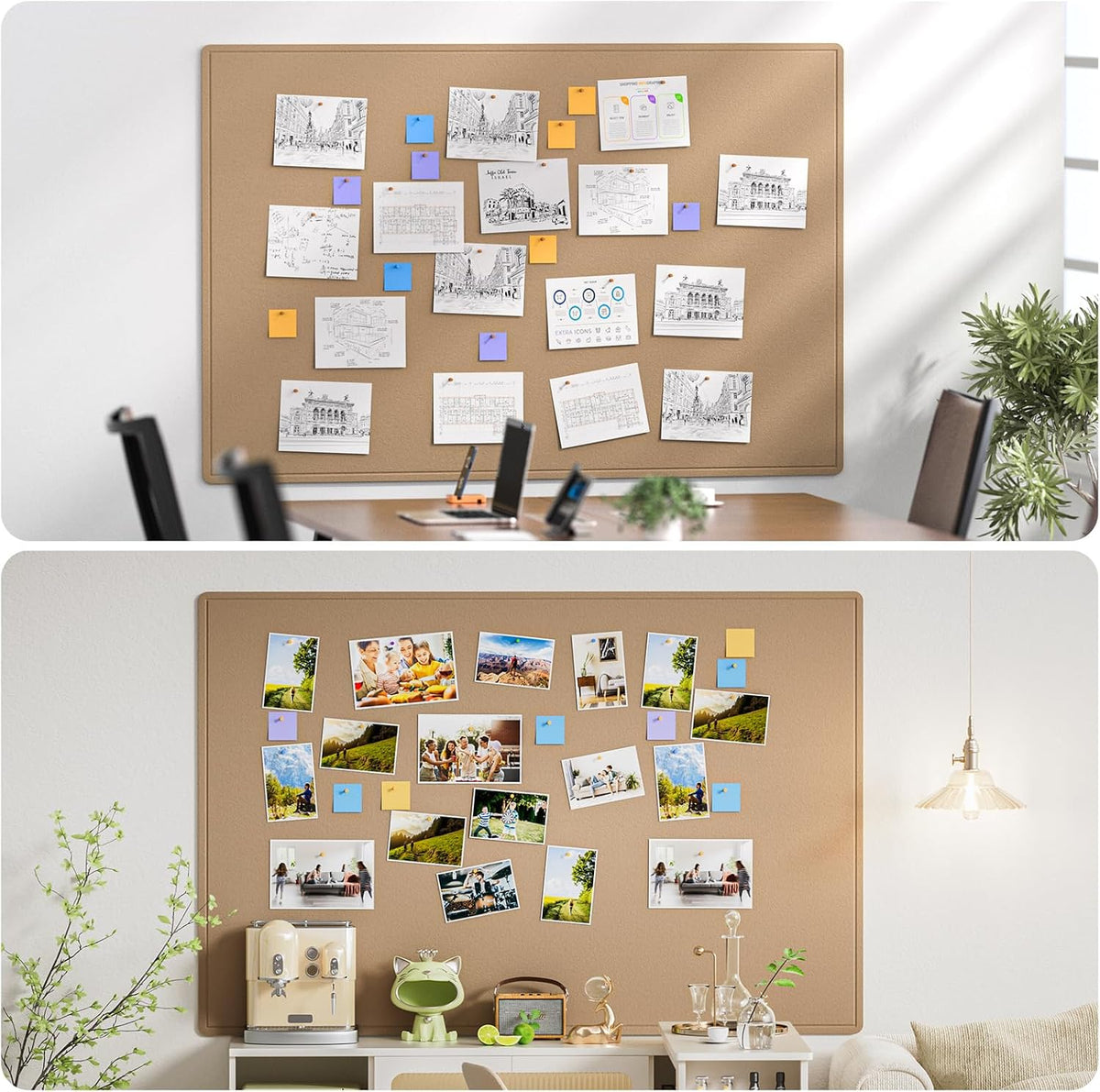 MaxGear Large Bulletin Board 72" x 48", Foldable Felt Board Beige B...