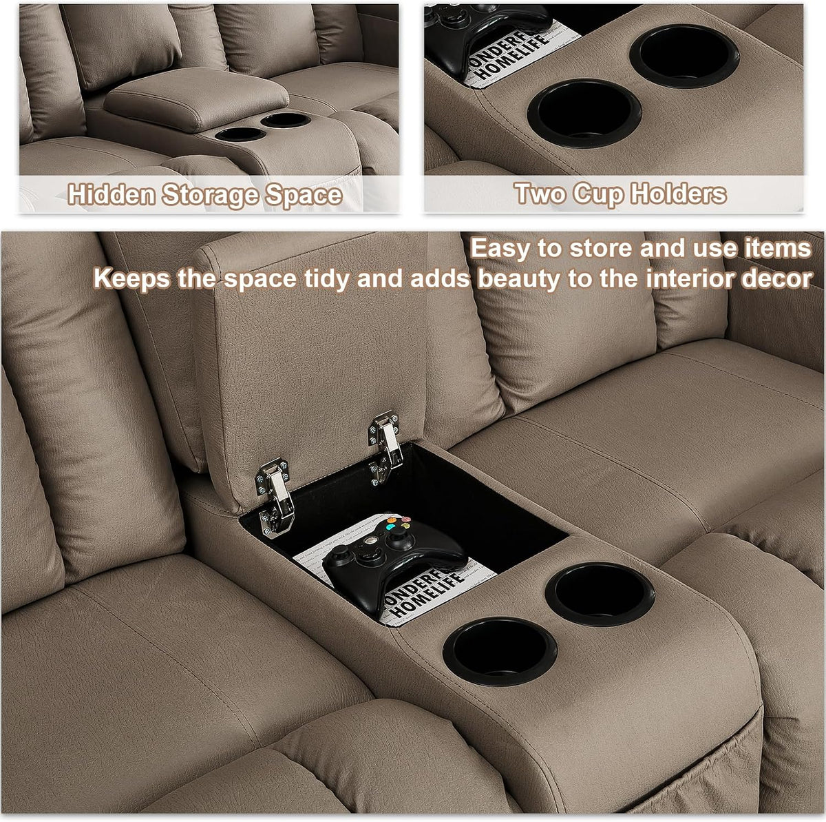 SAMERY 65.5" RV Loveseat Recliner Sofa, Wall Hugger Reclining Loveseat