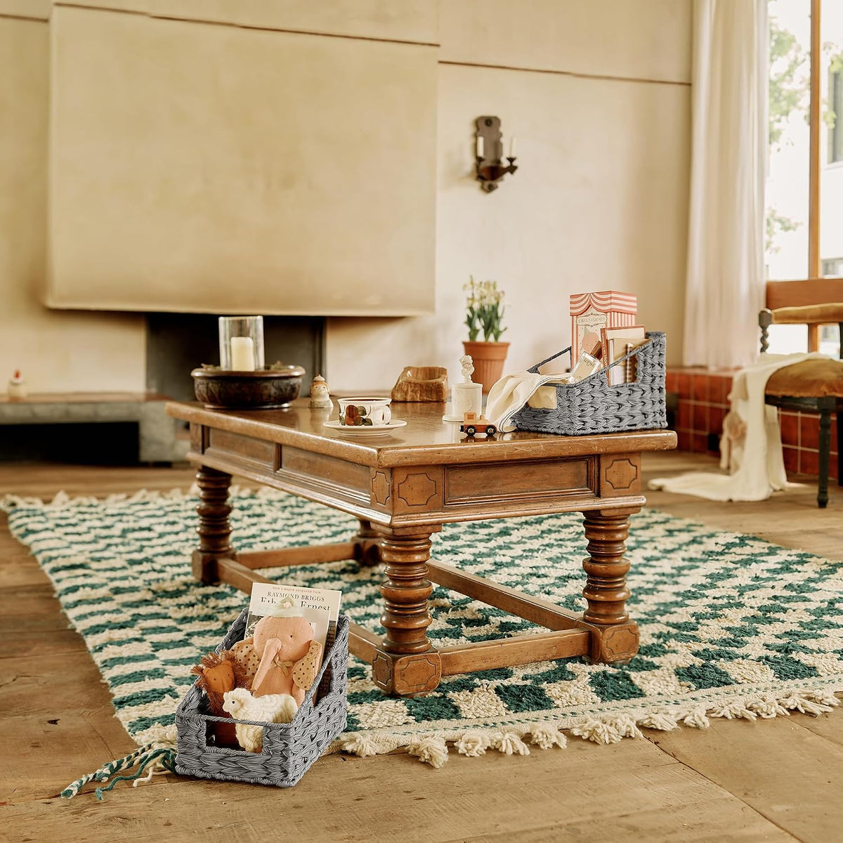 GRANNY SAYS Wicker Basket with Handles, Shelf Baskets for Organizing