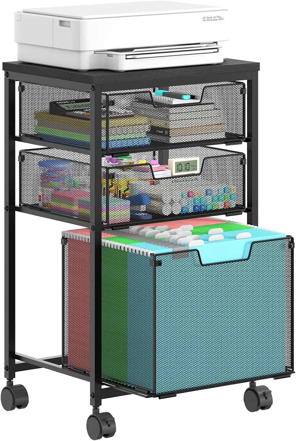 Sbanmao Rolling File Cart with 3 Drawers, Filing Cabinet, Hanging Folder Hold...
