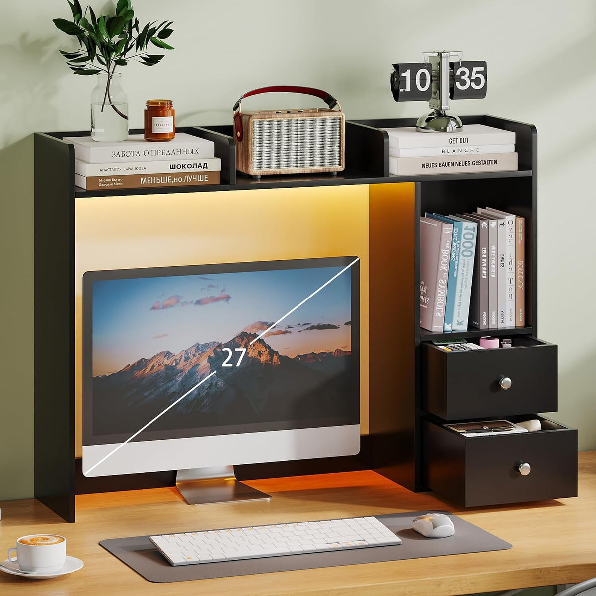 ChooChoo Desktop Bookshelf with LED Lights and 4 Shelves