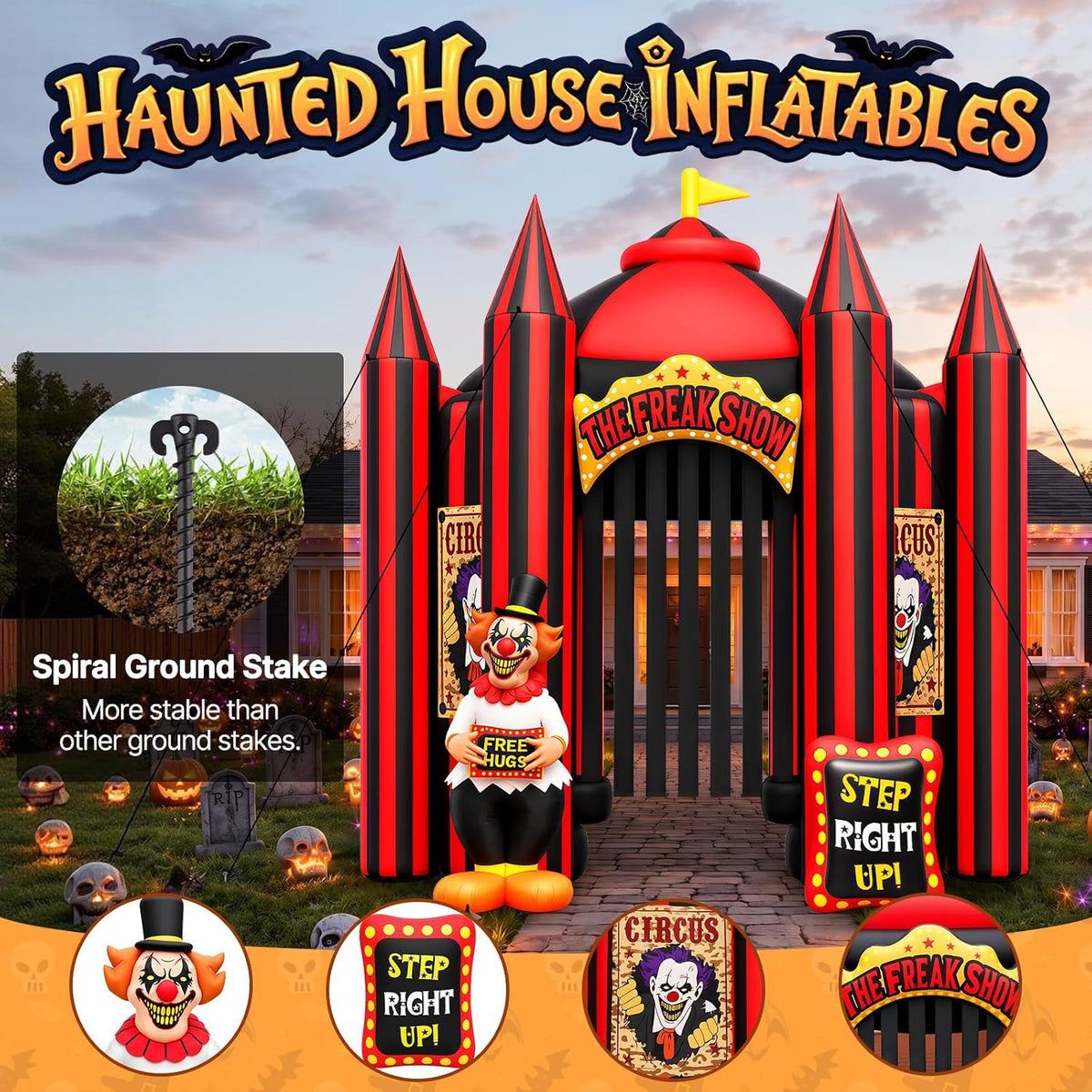 Kalolary 12FT Tall Halloween Inflatables Scary Clown Arch Haunted House