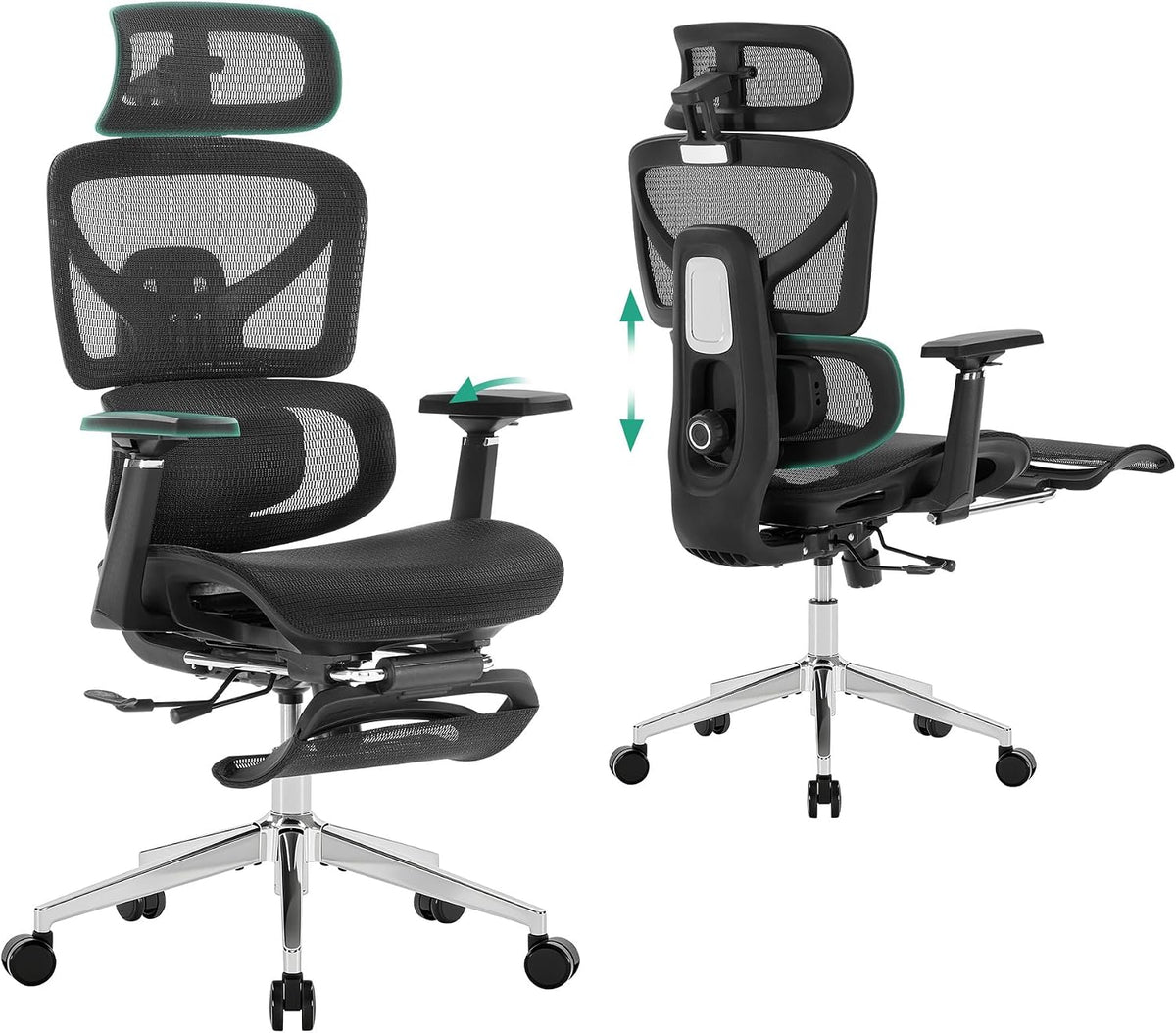 Cozyman Ergonomic Office Chair with Footrest - 5-Level Adjustable Lumbar Supp...