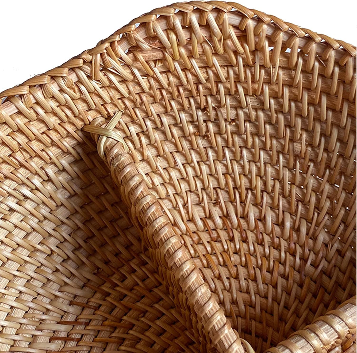 i-lan 11" Divided Rattan Serving Tray, 4-Compartment Woven Snack Bowl