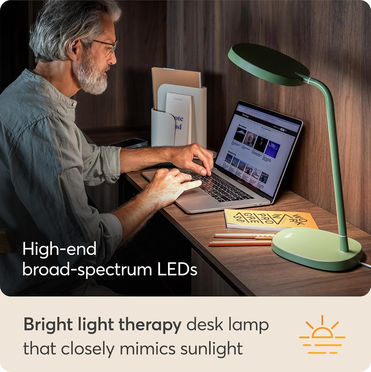 Lumie Task - 10,000 Lux Adjustable Bright Light Therapy Desk Lamp for Mood an...