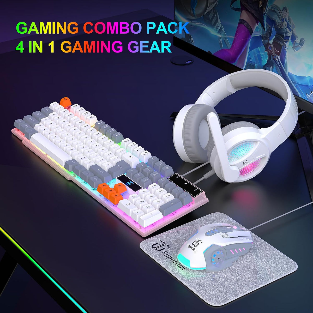 DGG Gaming Keyboard and Mouse, Headphones, Mouse pad Combo for PC Gamers