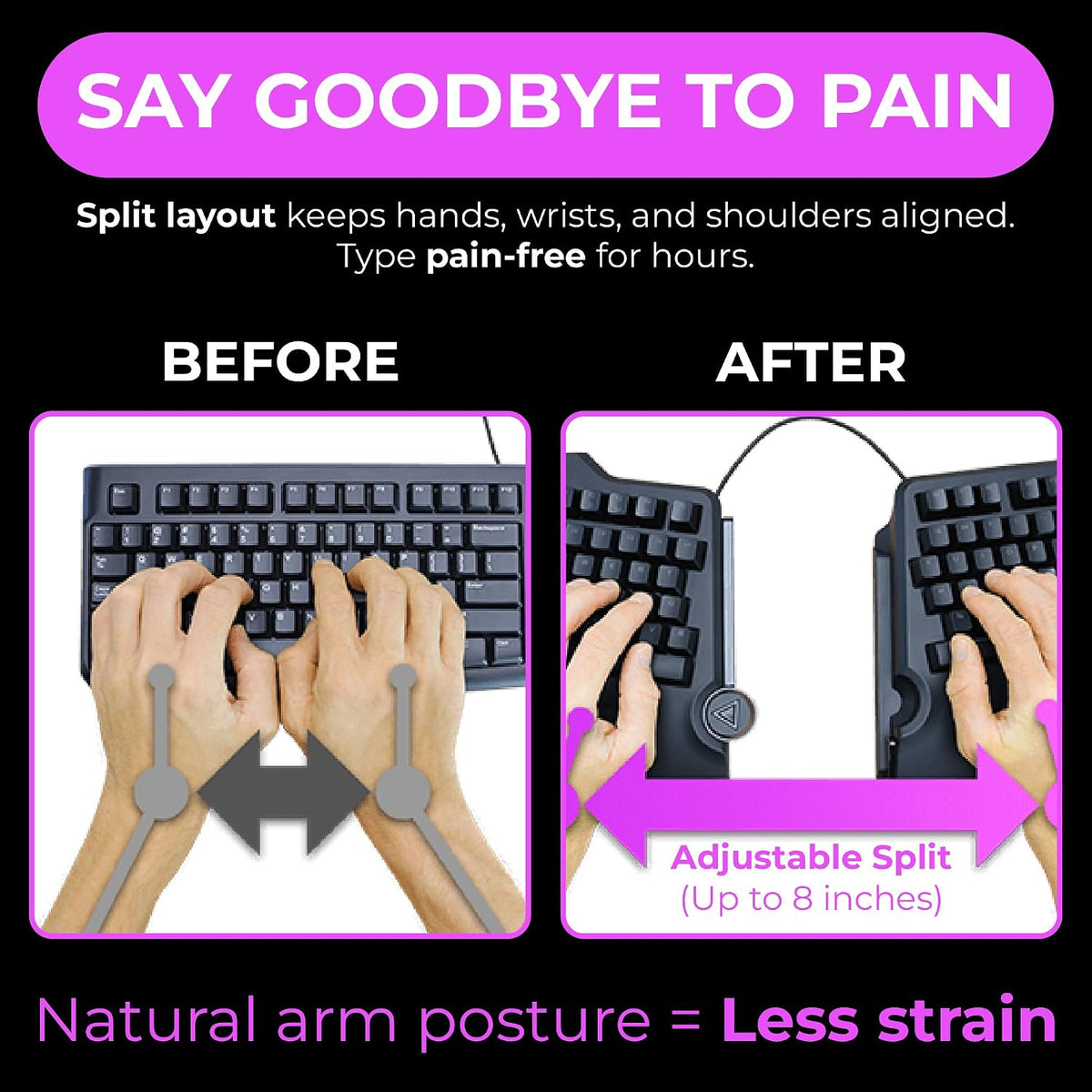 Cloud Nine C989M Ergonomic Mechanical Keyboard for PC - Kailh Tactile Brown S...
