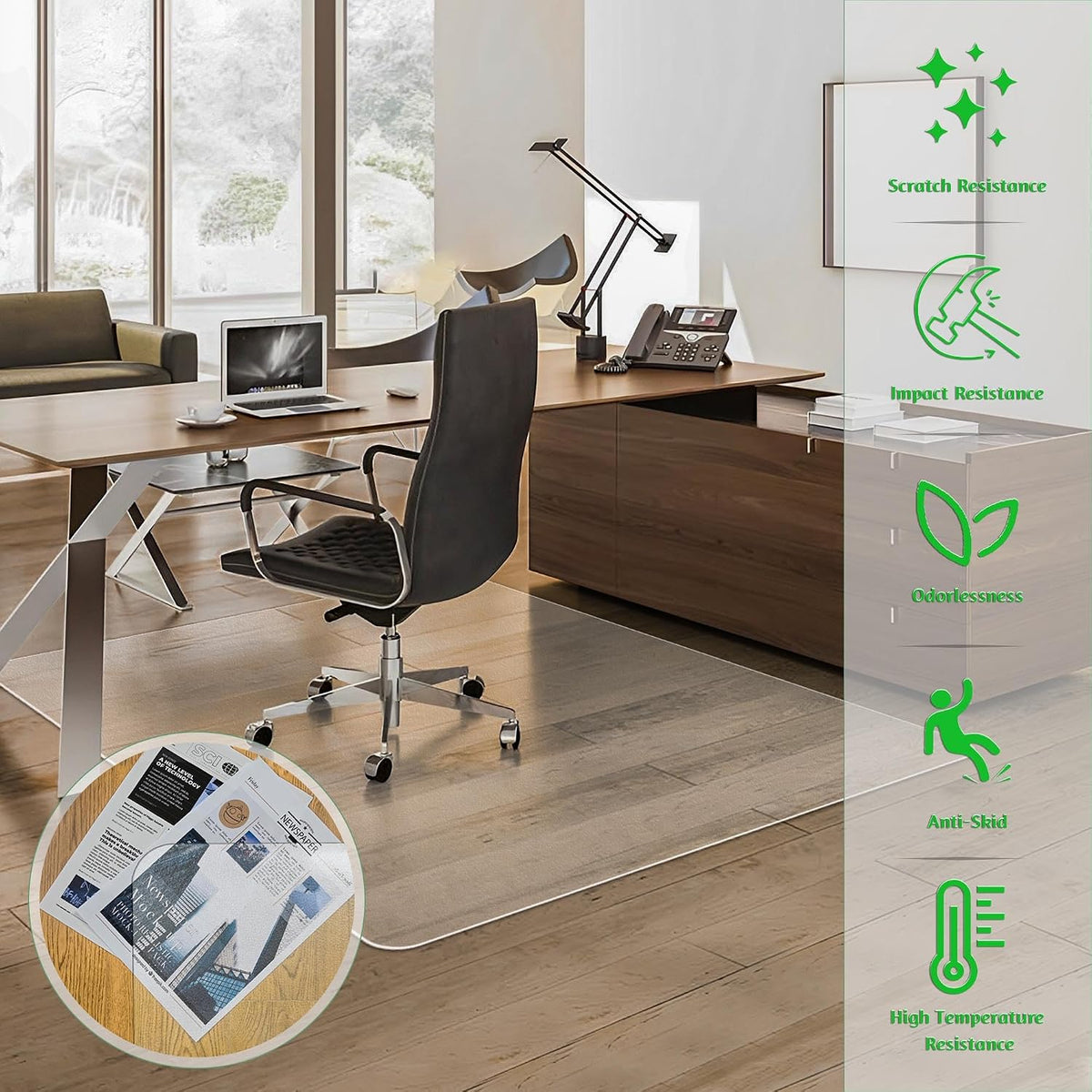 100pointONE Office Chair Mat- 46" x 60" Clear Floor Protector Mat f...