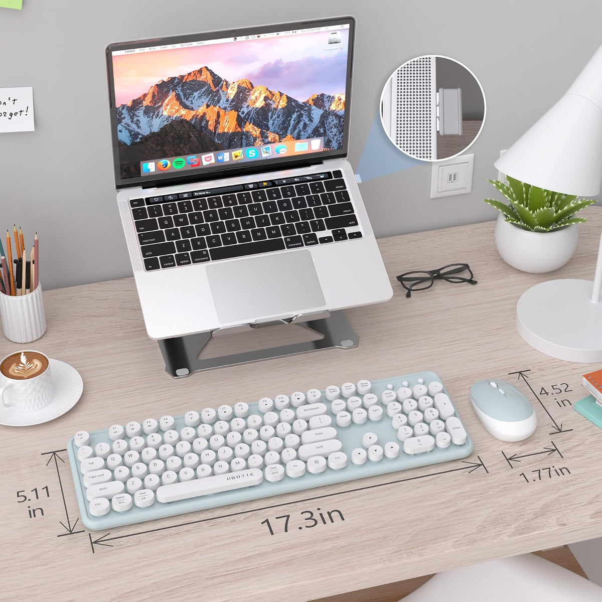 UBOTIE Colorful Wireless Keyboard and Mouse Combo (Green-White)