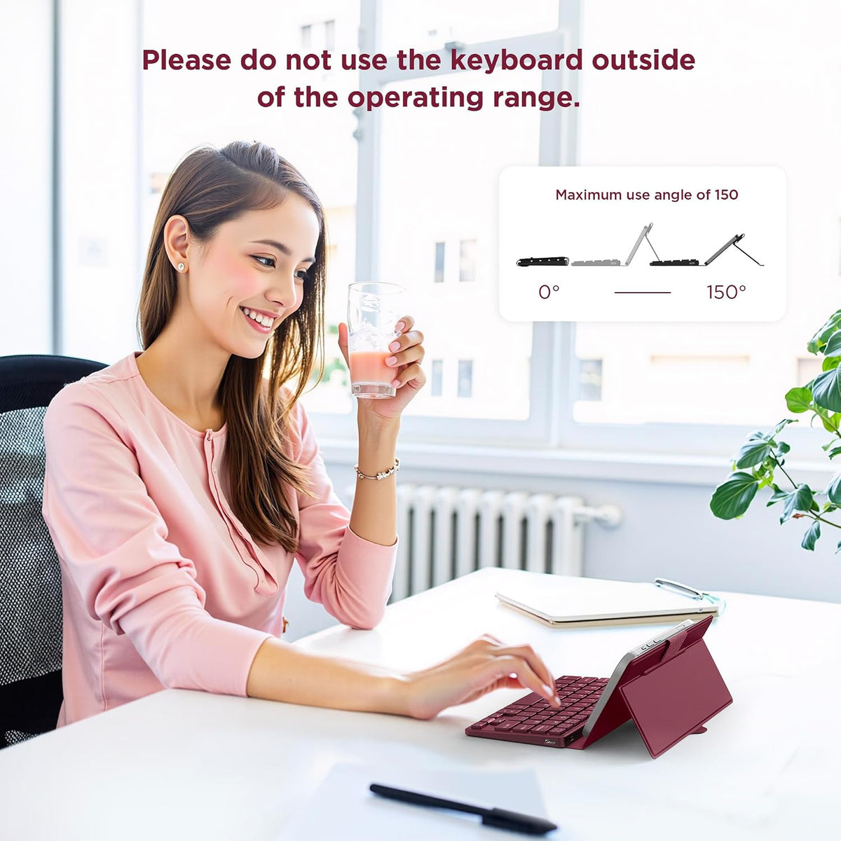CACOE Wireless Keyboard with Stand, Mini Keyboard for Cell Phone, Ultra-Slim ...