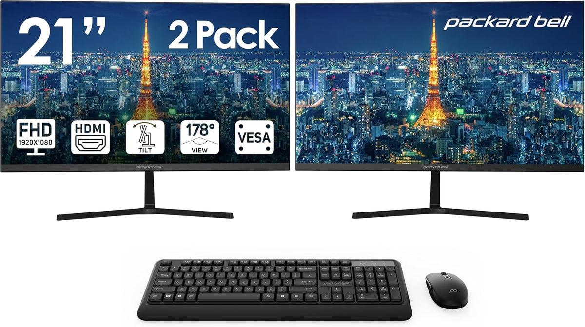 Packard Bell airFrame 21" FHD Monitors + Wireless Keyboard & Mouse, ...