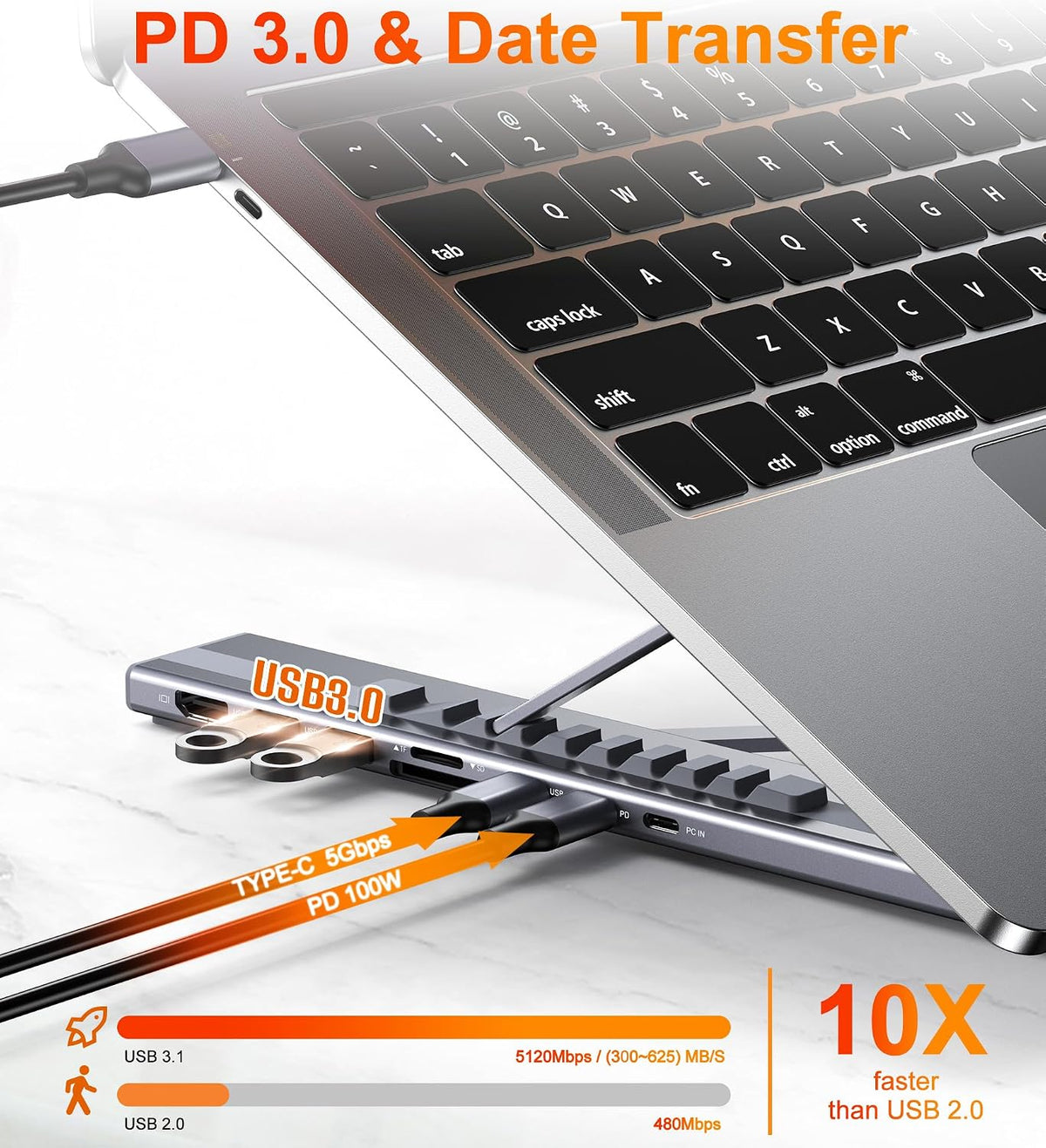 Mukiya USB C Laptop Docking Station Stand, 8 in 1 Hub 4K HDMI, Dock Stand