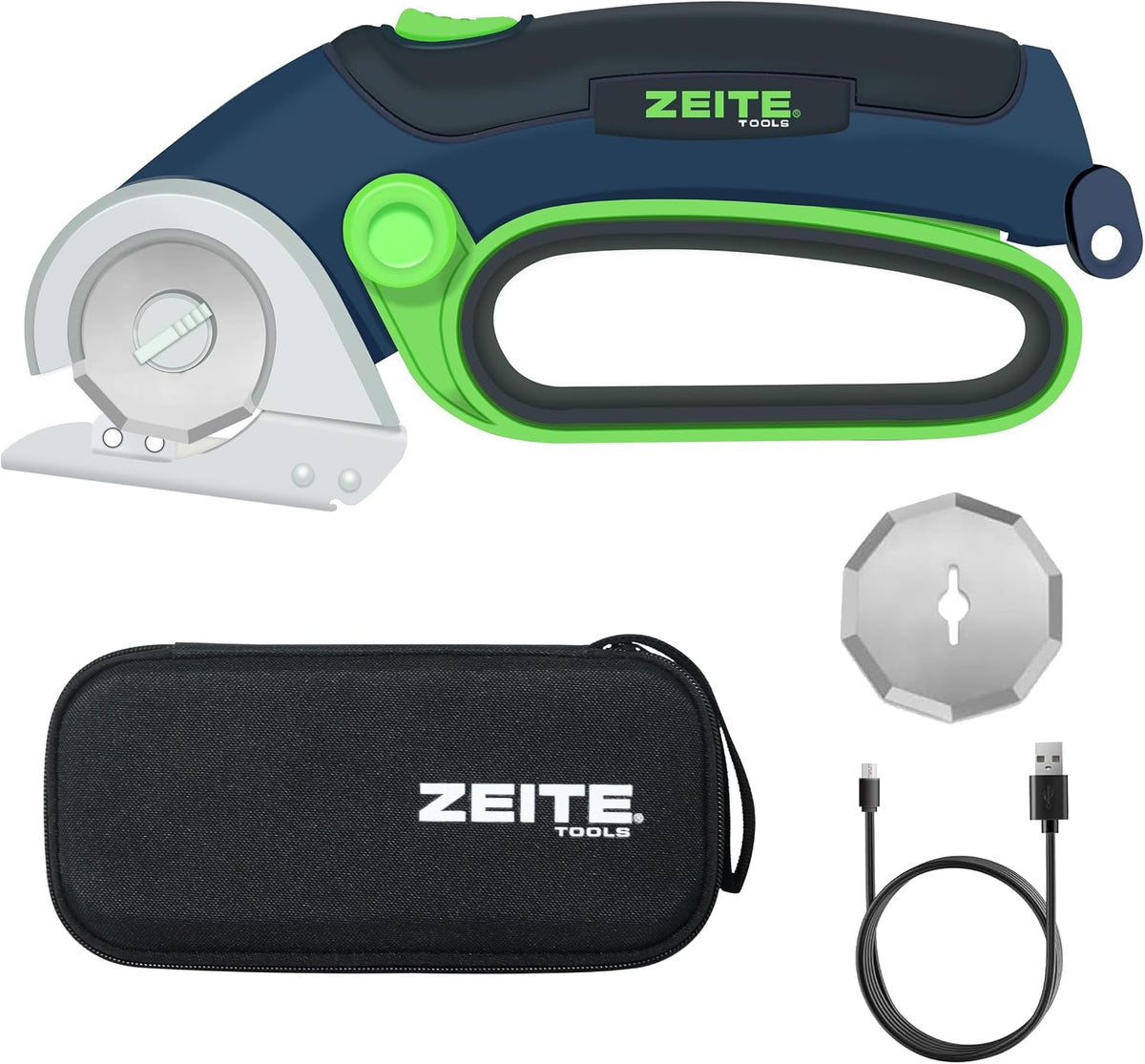ZEITE 4V Cordless Electric Scissors,Cardboard Cutter with 2 Blades,Storage Bo...