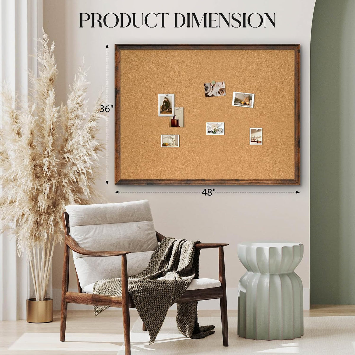Large Cork Board Bulletin Board, 48"x36" Corkboard for Wall