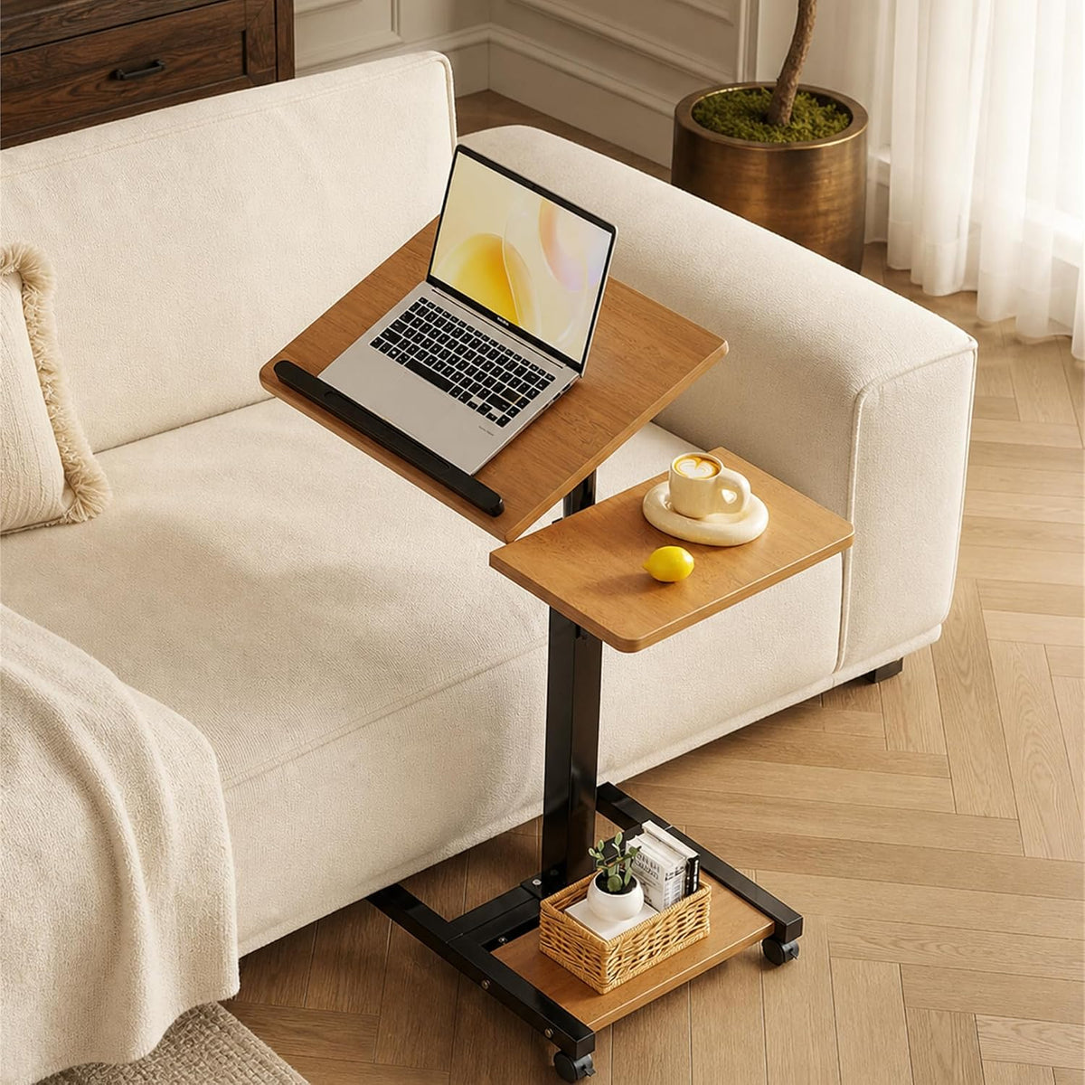 LINGMI Mobile Height Adjustable Laptop Desk with Mouse Pad, Portable Laptop D...