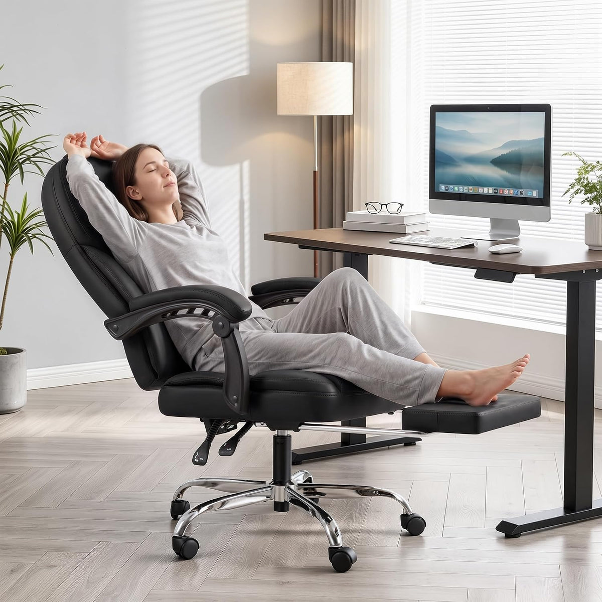 Furmax Massage Office Chair with Foot Rest Executive Big and Tall Office Chai...