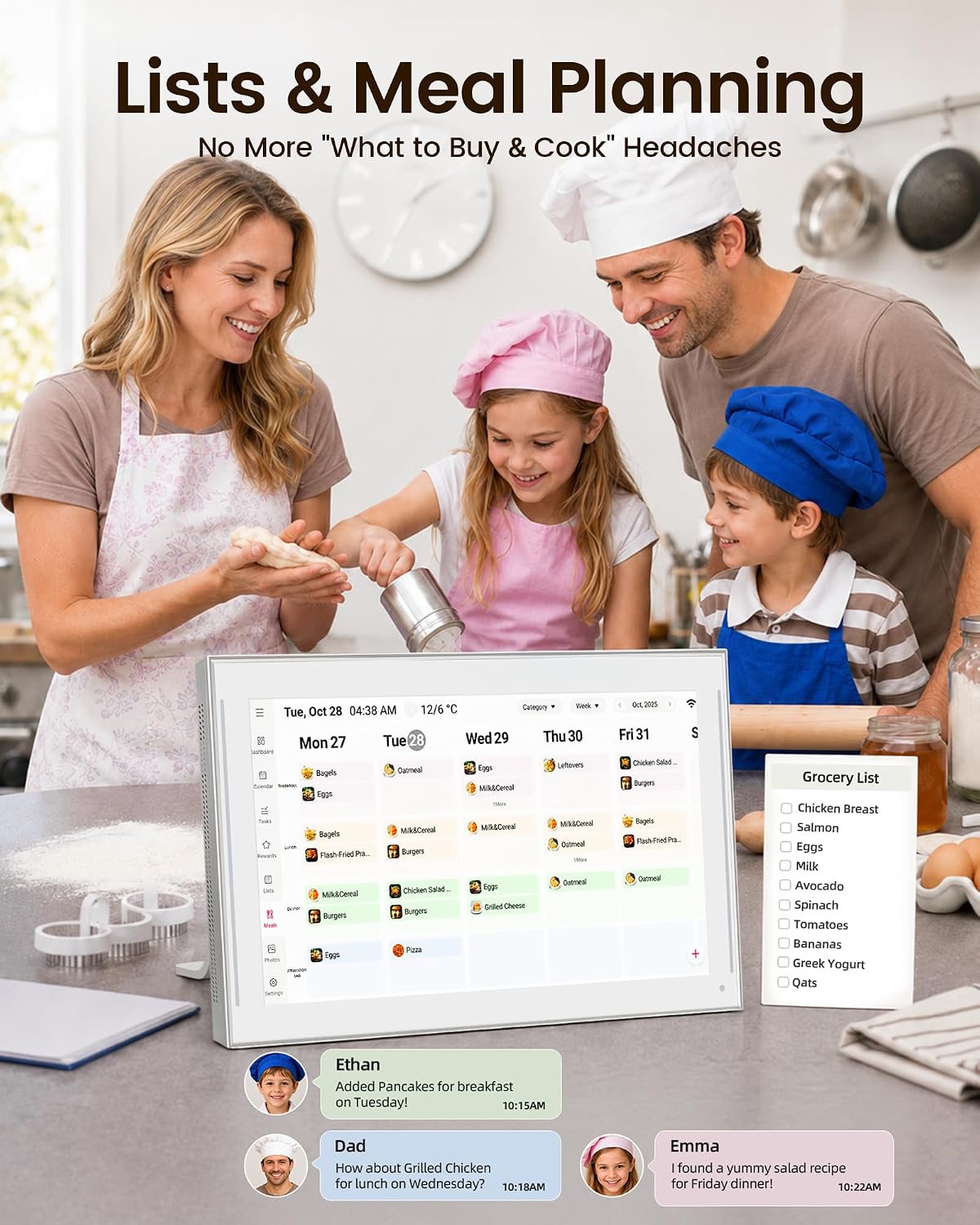 NGTeco 15.6" Digital Calendar, No-Subscription, Smart Family Wall Planne...