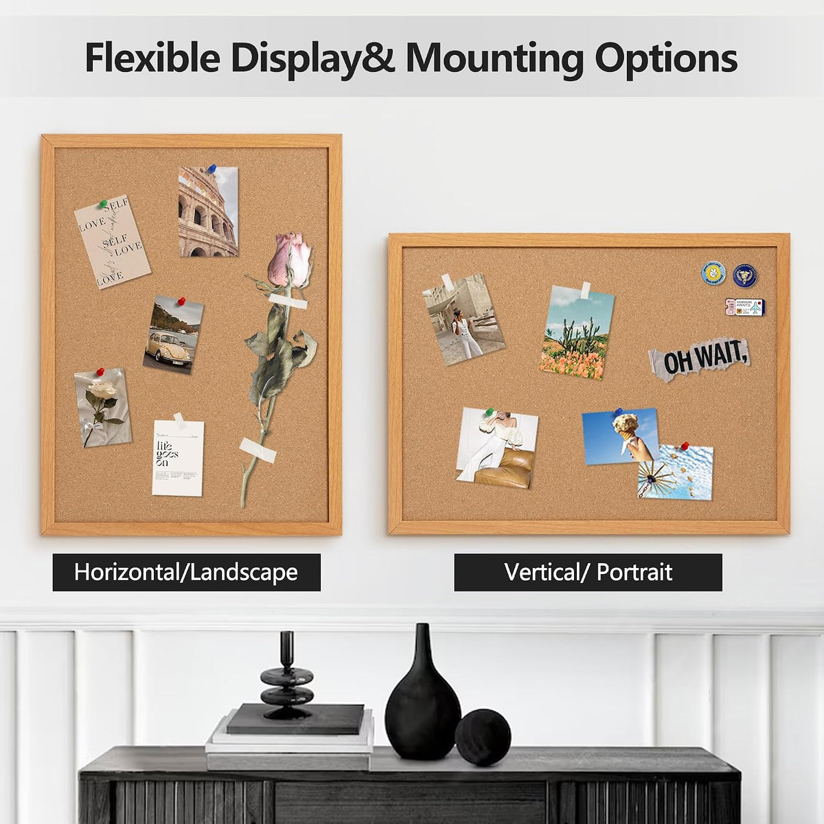 Cork Board Bulletin Board 20 x 30, Wood Framed Corkboard for Wall