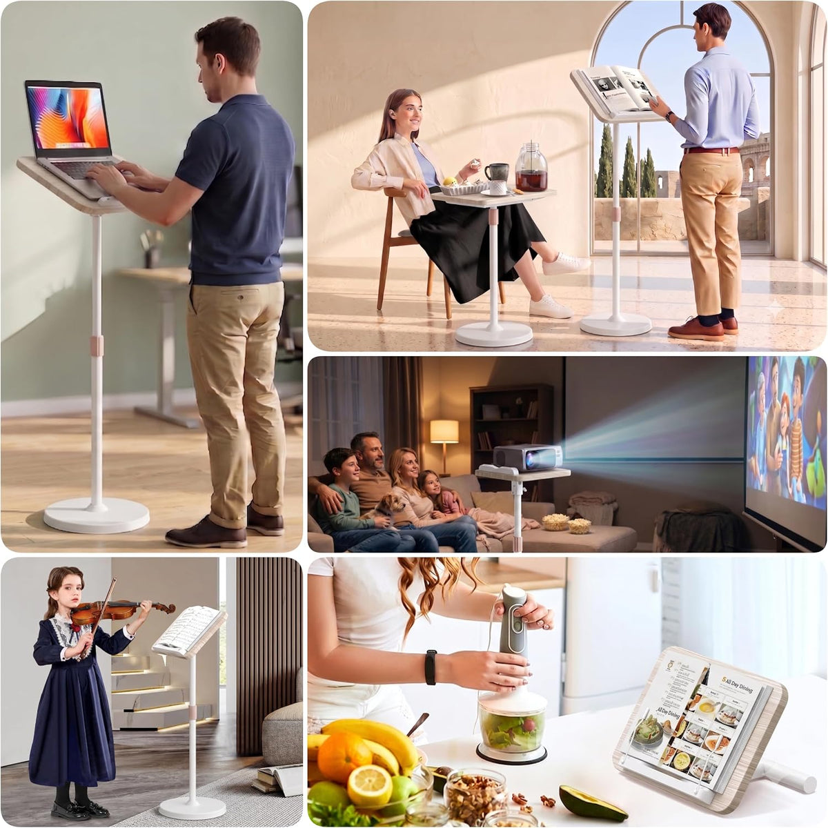 2-in-1 Floor & Desktop Reading Stand, 16.5"-51" Adjustable Book...