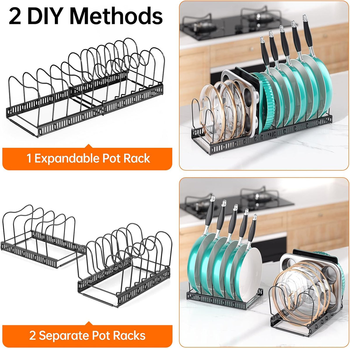 MUDEELA Expandable Pot Pan Lid Organizers inside Cabinet, 12 Divider-Black