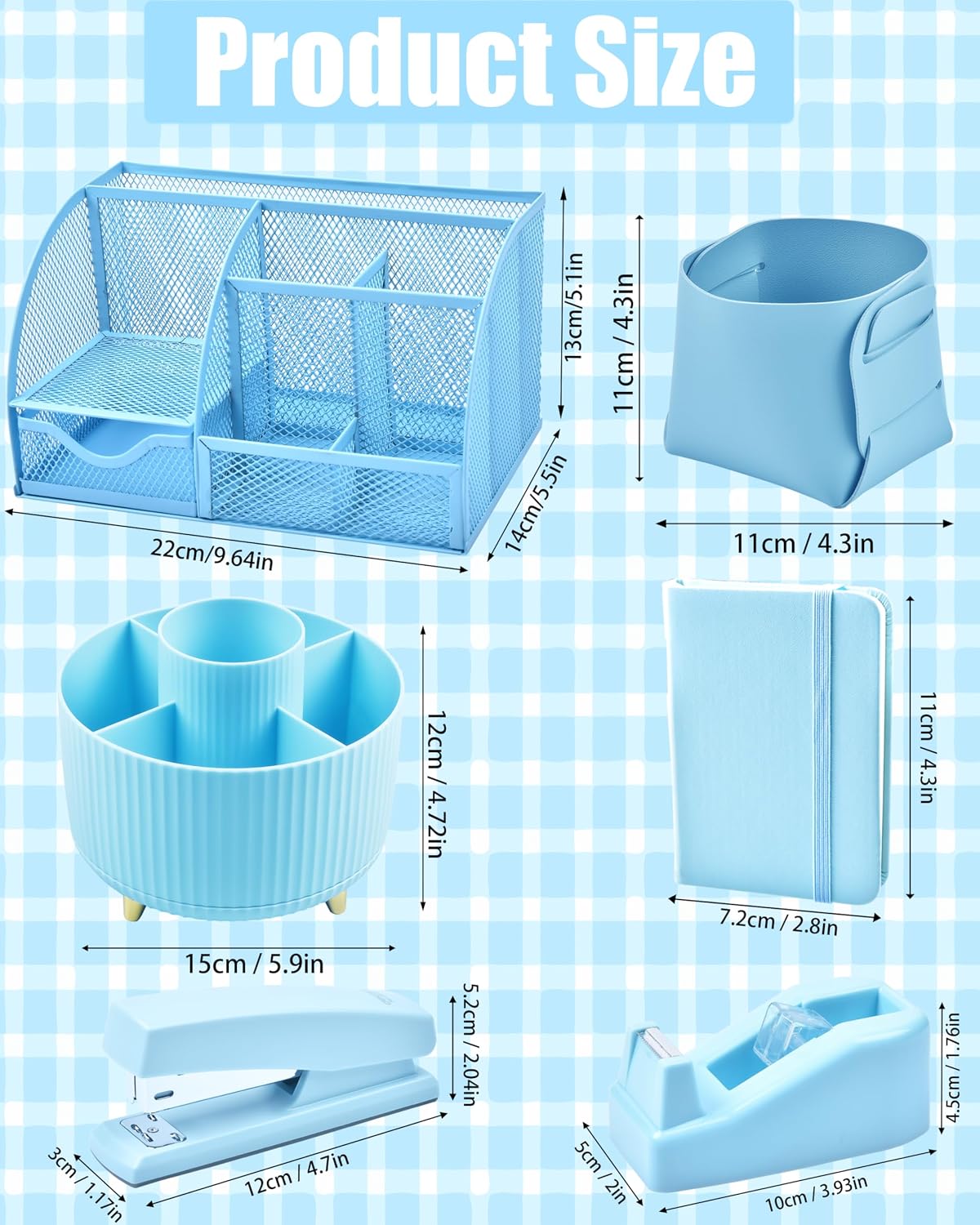 LXEVIHK Blue Desk Accessories 21-Piece Office Supplies Gift Set