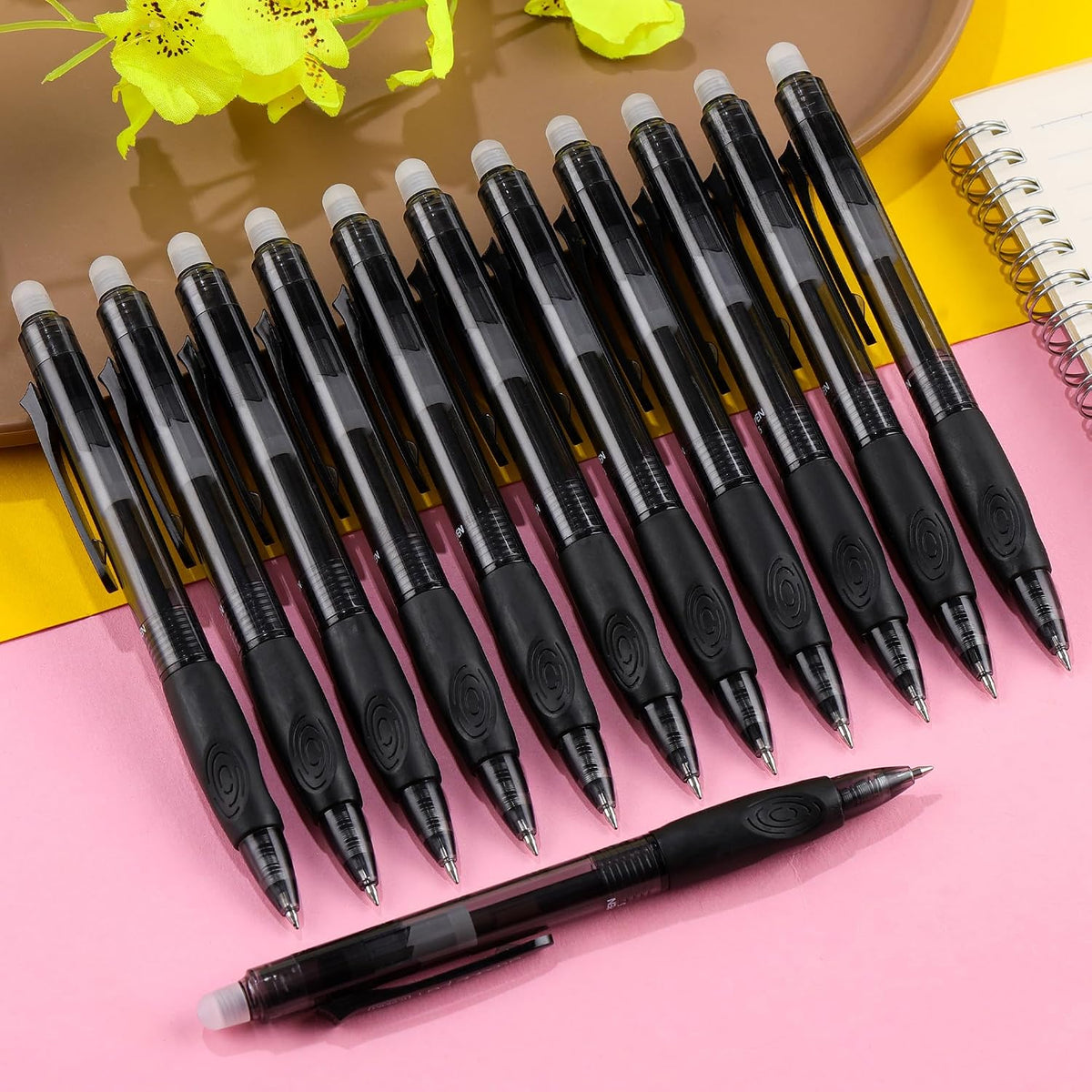 USUAL 54 Pack Black Retractable Erasable Gel Pens Clicker, Fine Point 0.5mm