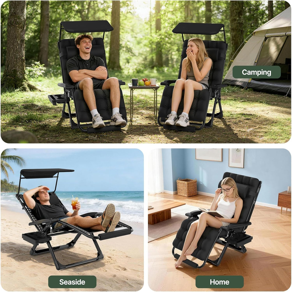 Suteck Zero Gravity Chair with Canopy,33In XXL Oversized Lounge Chairs