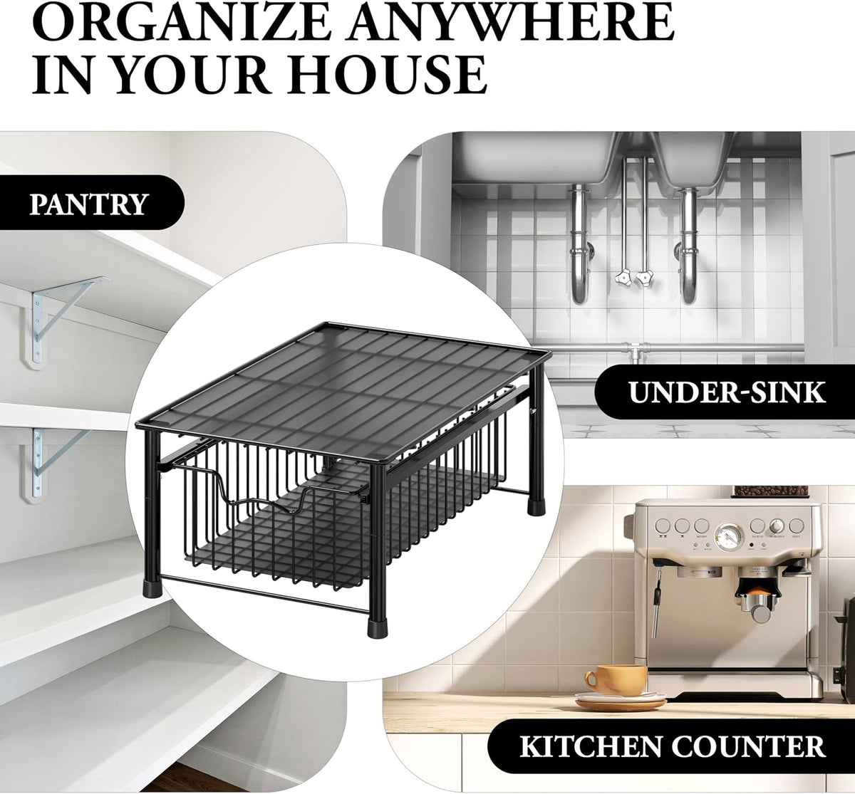 Simple Houseware Stackable Basket Drawer, Black