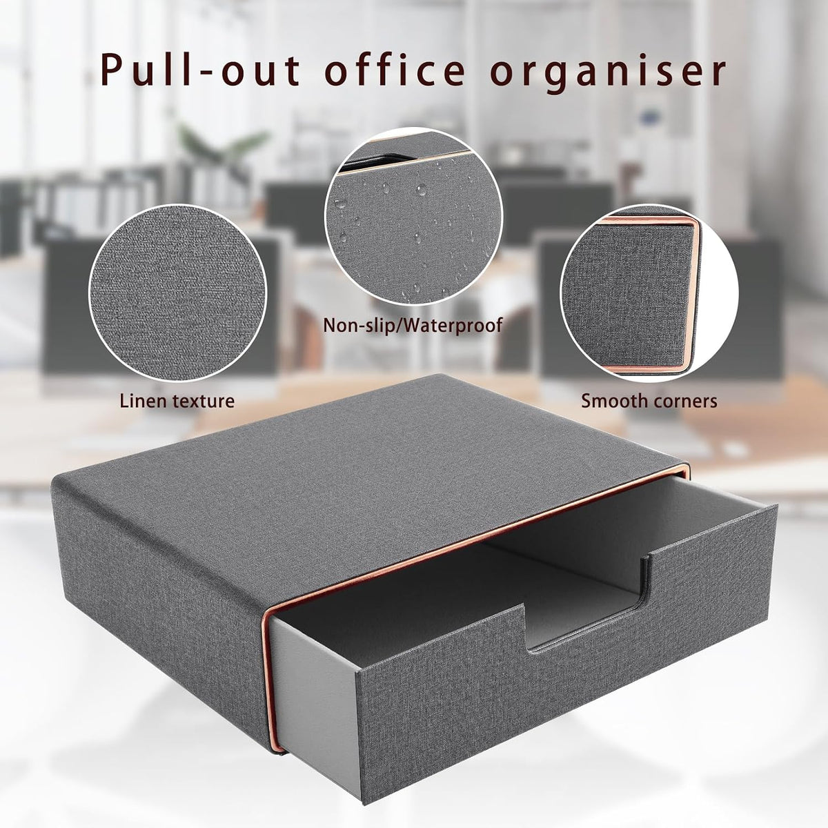 Stackable Organizer Drawer PU Leather Classic Handmade,Organize Home Office D...
