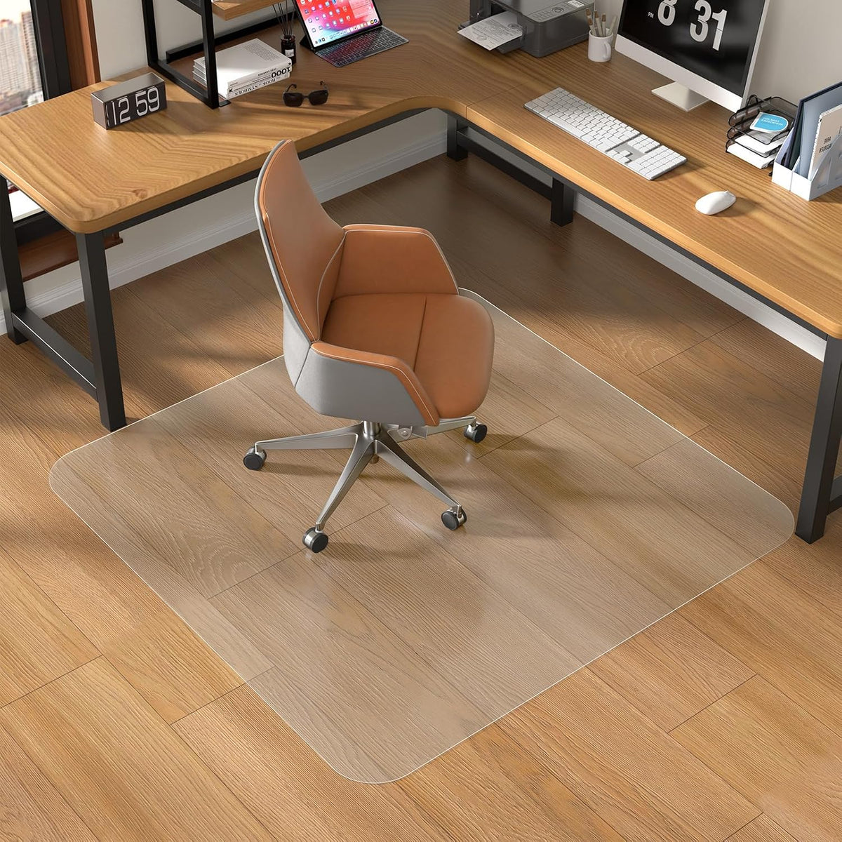 Office Chair Mat for Hardwood Floor - 48" X 48" PVC Clear Floor Pro...
