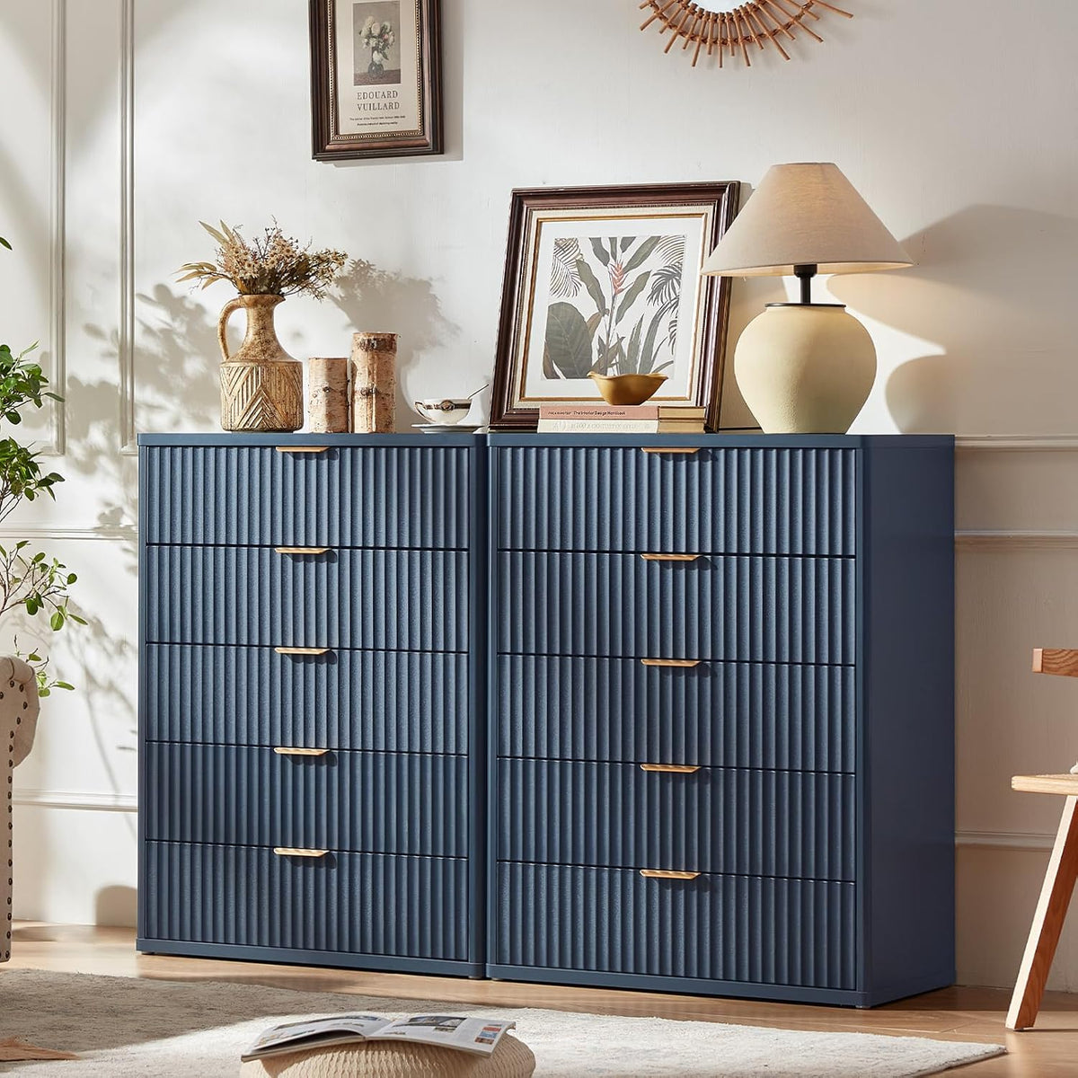 LEYAOYAO Fluted 5 Drawers Dresser for Bedroom, 41" Tall Modern Chest of ...
