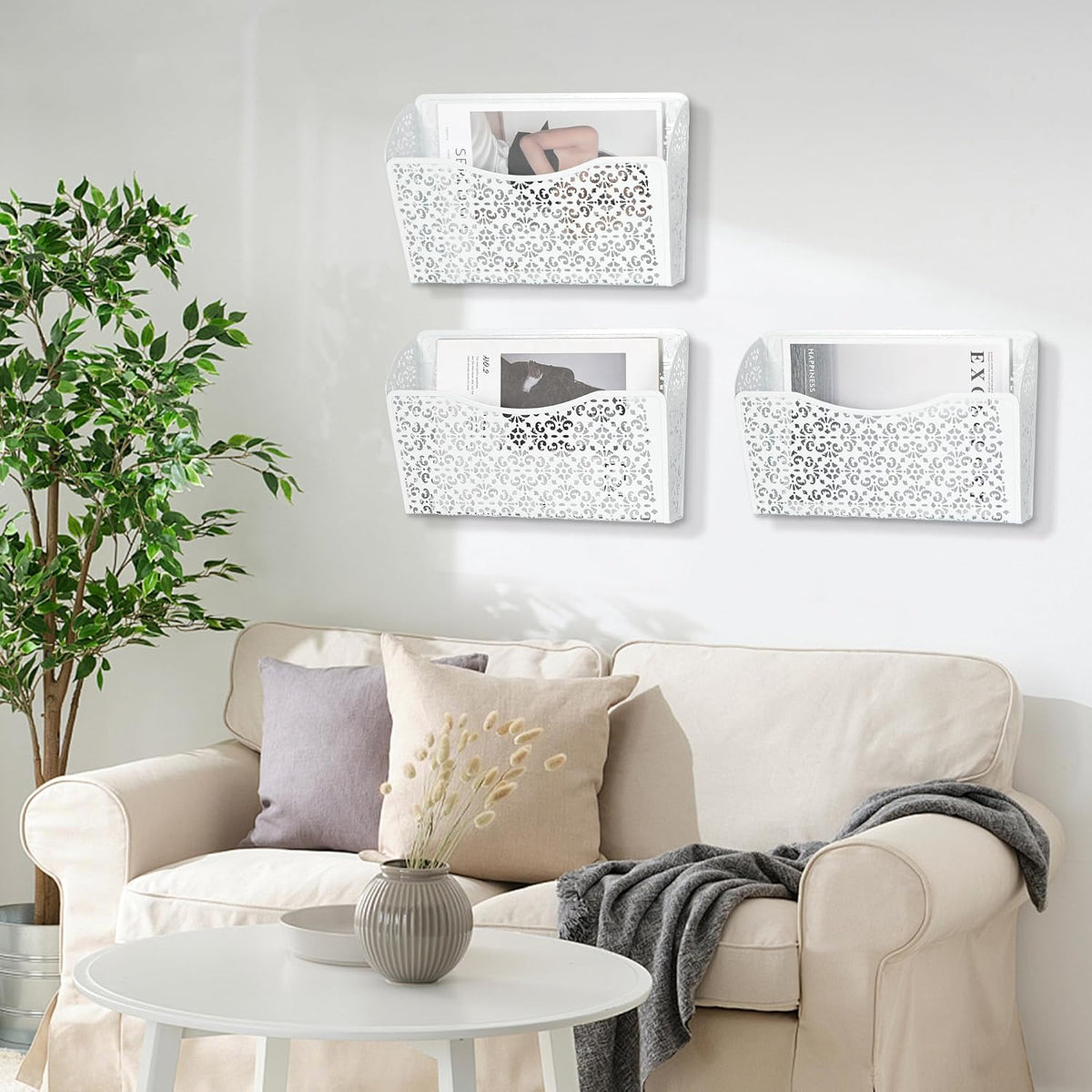EasyPAG 3 Pack Hollow Design Wall-Mounted File Organizer - Heavy Duty Metal, ...