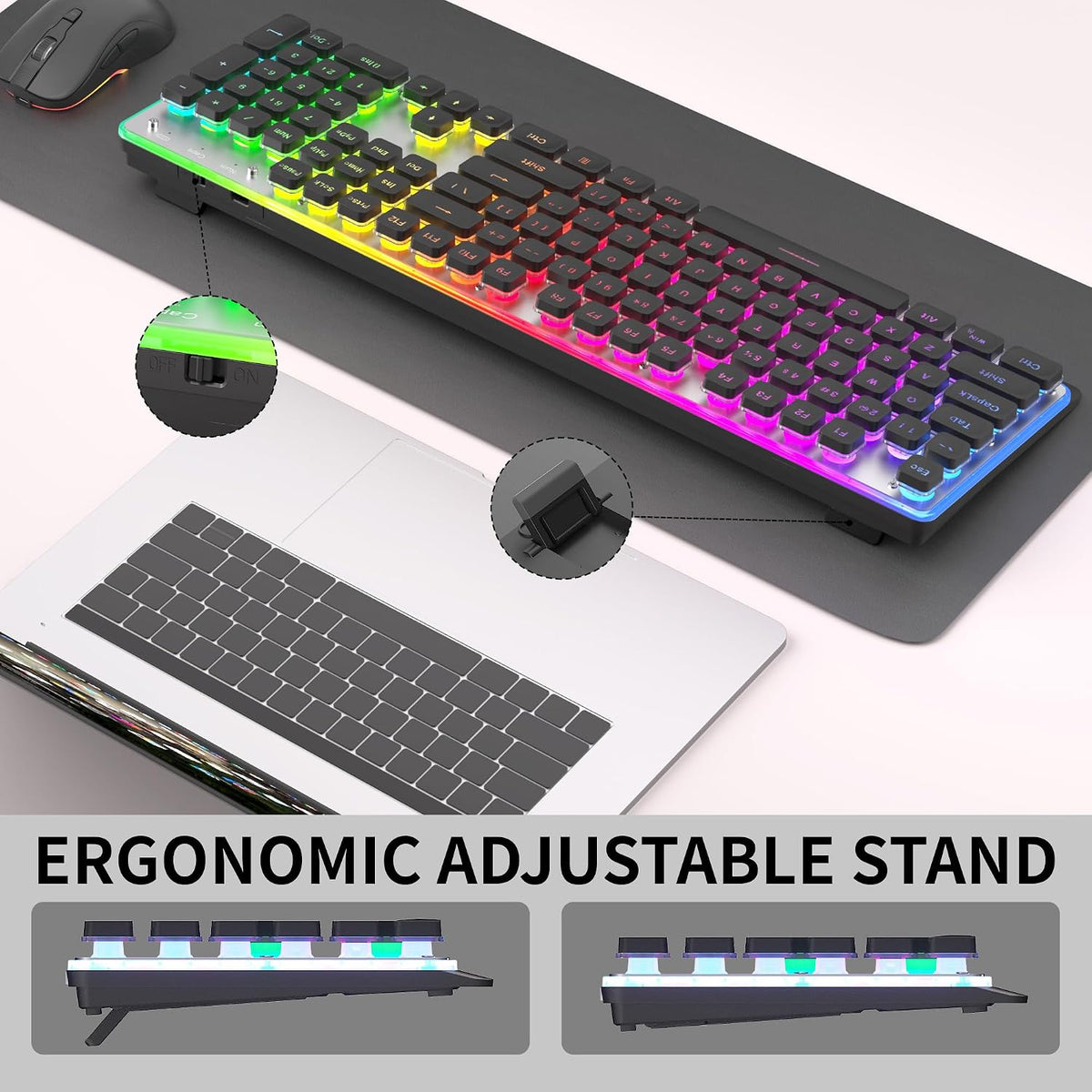 MAGEGEE Wireless Keyboard and Mouse Combo, 2.4G Full Size RGB Keyboard with 1...