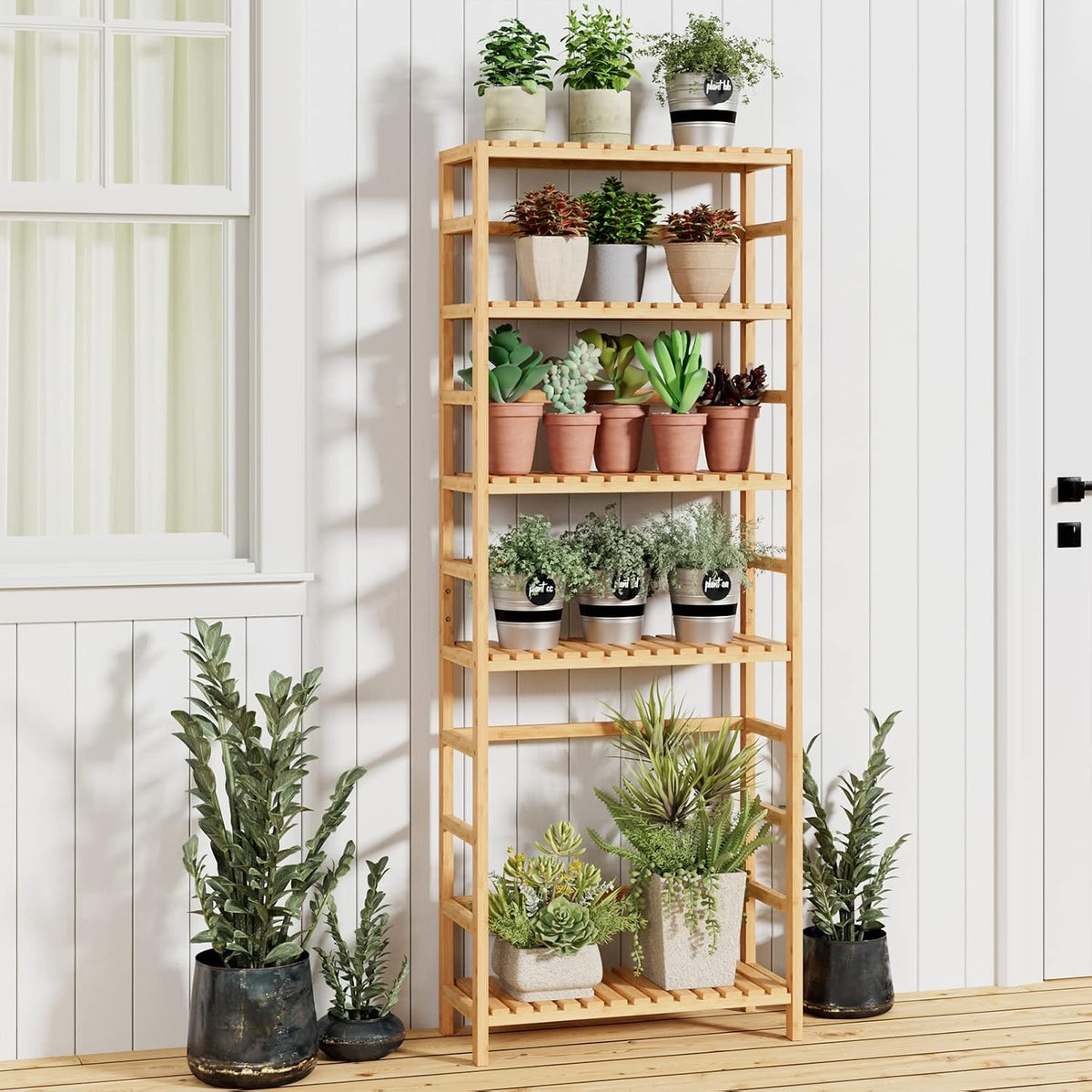 Bamjoy Bamboo Shelf, 6 Tier Bookcase Storage Shelves, Tall Book Rack Shelving...