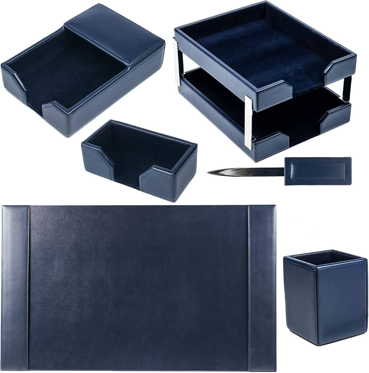 DACASSO Bonded Leather Desk Set - Luxury Leather Desk Pad & Desk Organiza...