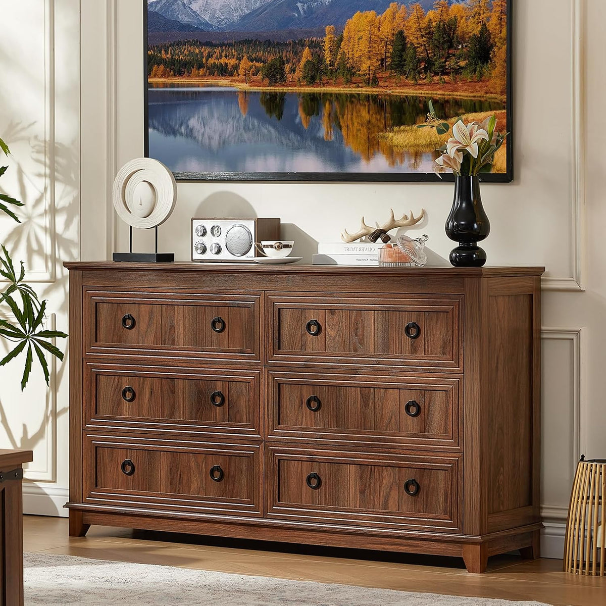 Joaxswe 54'' Dresser for Bedroom, Farmhouse 6 Drawers Dressers