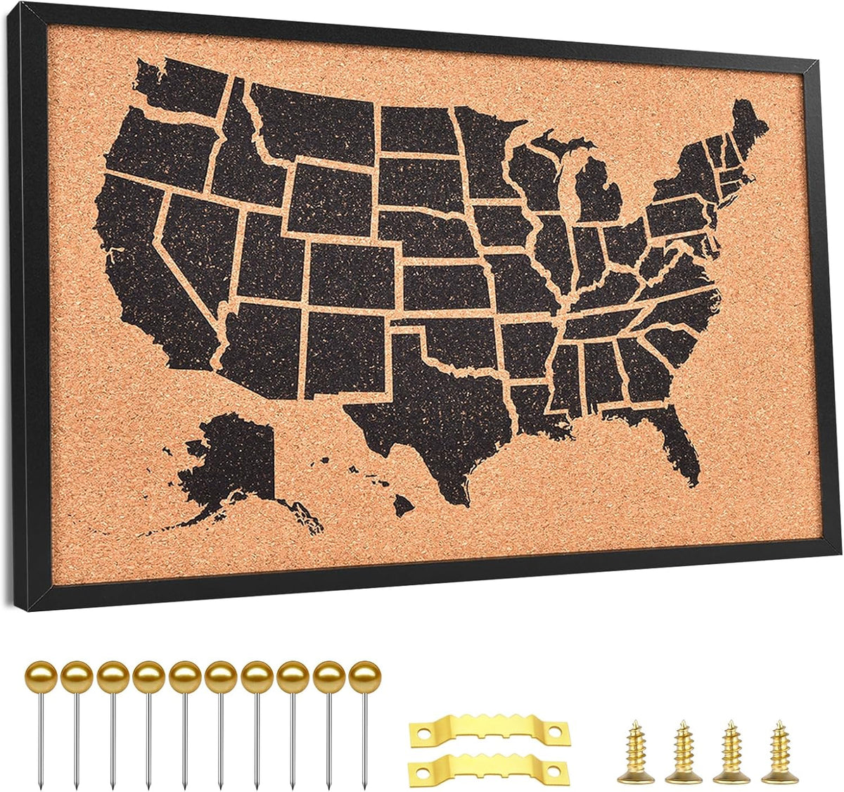 Cork Board United States MAP, USA Travel Tracker Map Bulletin Board